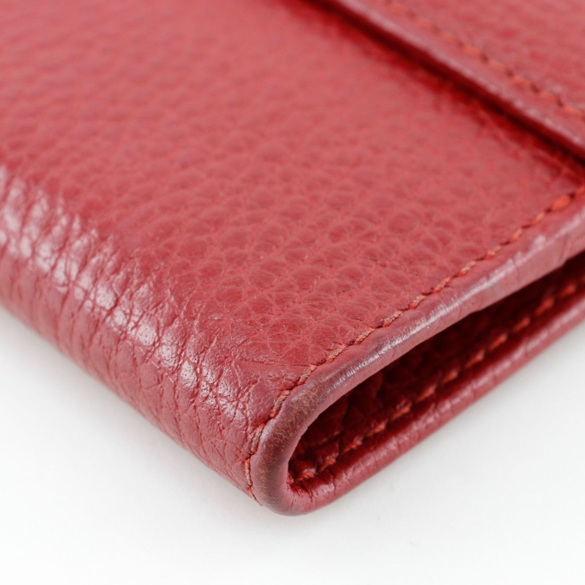 Gucci GUCCI GG Marmont Bi-fold Wallet 456122 Leather Red Snap Button Women's Size ONE SIZE - 5 Thumbnail