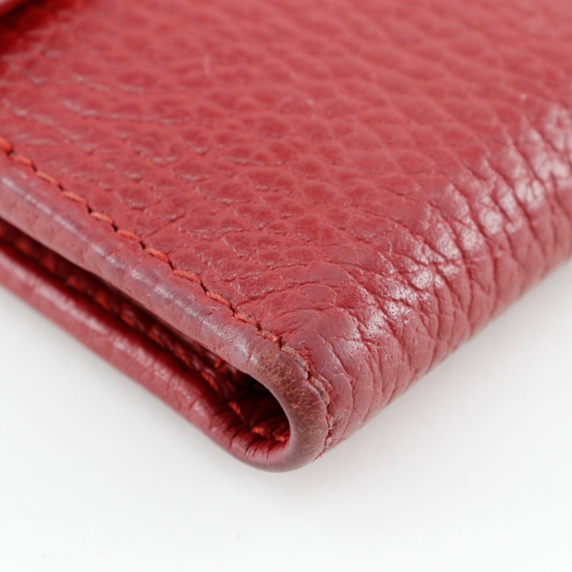 Gucci GUCCI GG Marmont Bi-fold Wallet 456122 Leather Red Snap Button Women's Size ONE SIZE - 4 Thumbnail