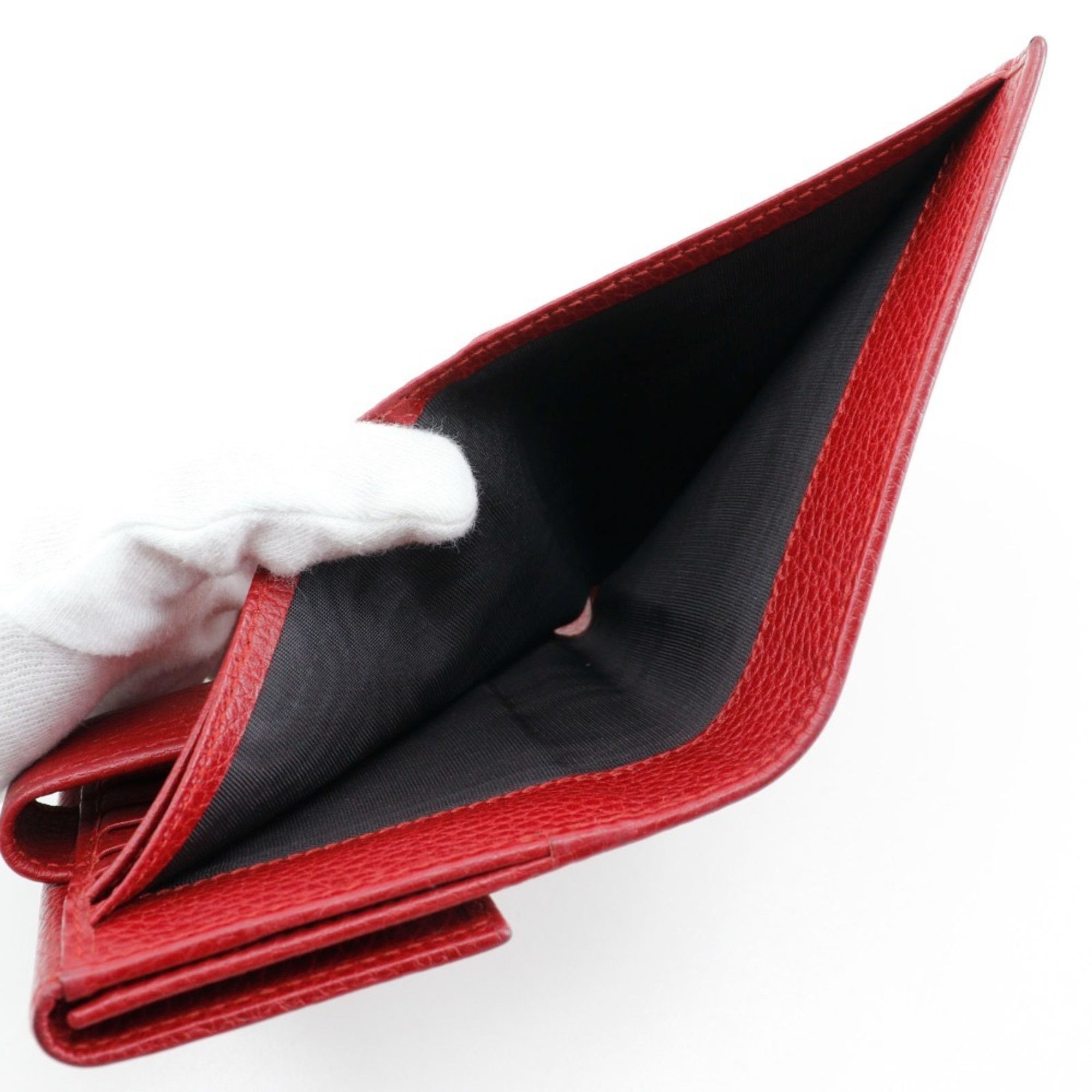 Gucci GUCCI GG Marmont Bi-fold Wallet 456122 Leather Red Snap Button Women's Size ONE SIZE - 7 Thumbnail