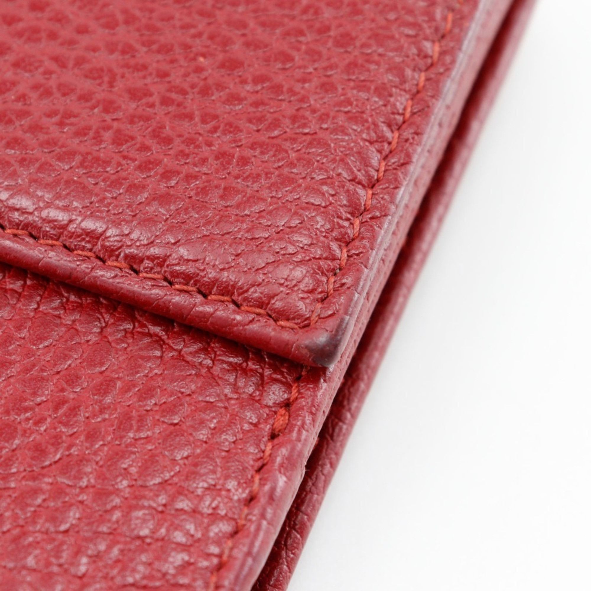Gucci GUCCI GG Marmont Bi-fold Wallet 456122 Leather Red Snap Button Women's Size ONE SIZE - 11 Thumbnail