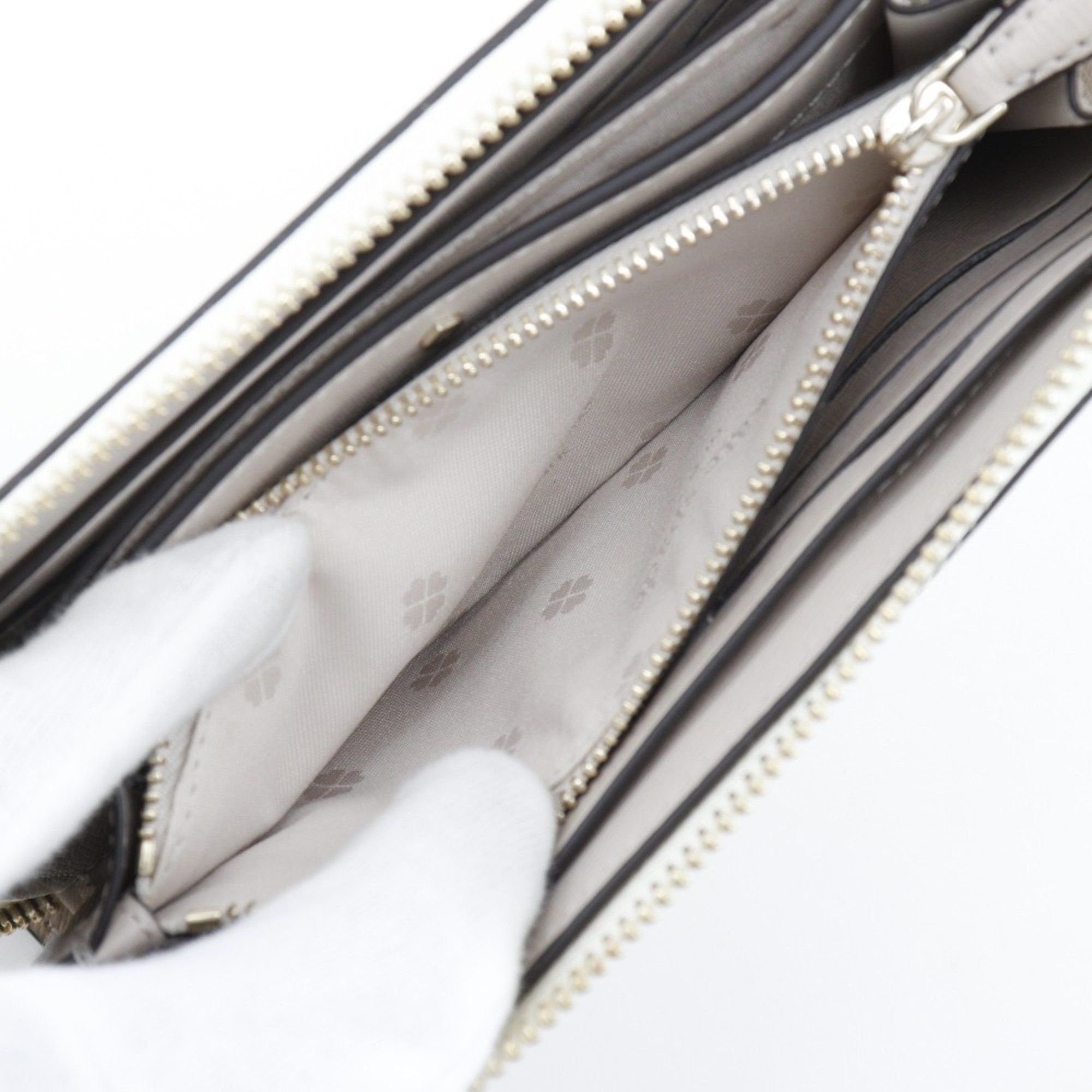 Kate Spade Kate Spade Round Long Wallet Spencer Bicolor PWR00281 Leather White/Beige Zip Around Women's I111624206 Size ONE SIZE - 6 Thumbnail