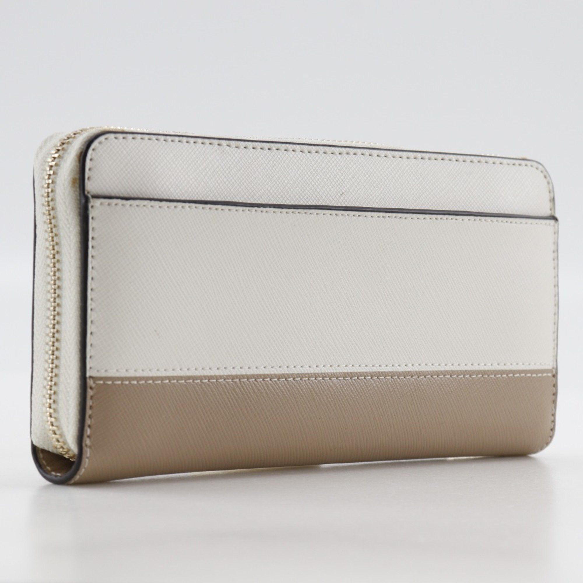 Kate Spade Kate Spade Round Long Wallet Spencer Bicolor PWR00281 Leather White/Beige Zip Around Women's I111624206 Size ONE SIZE - 3 Thumbnail