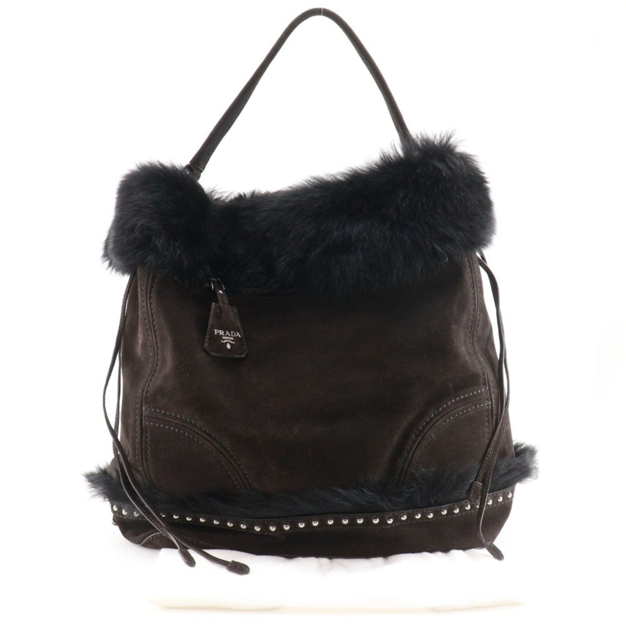 Handbag Prada Faux Fur PRADA Shoulder Bag BR4578 Suede X Faux Fur