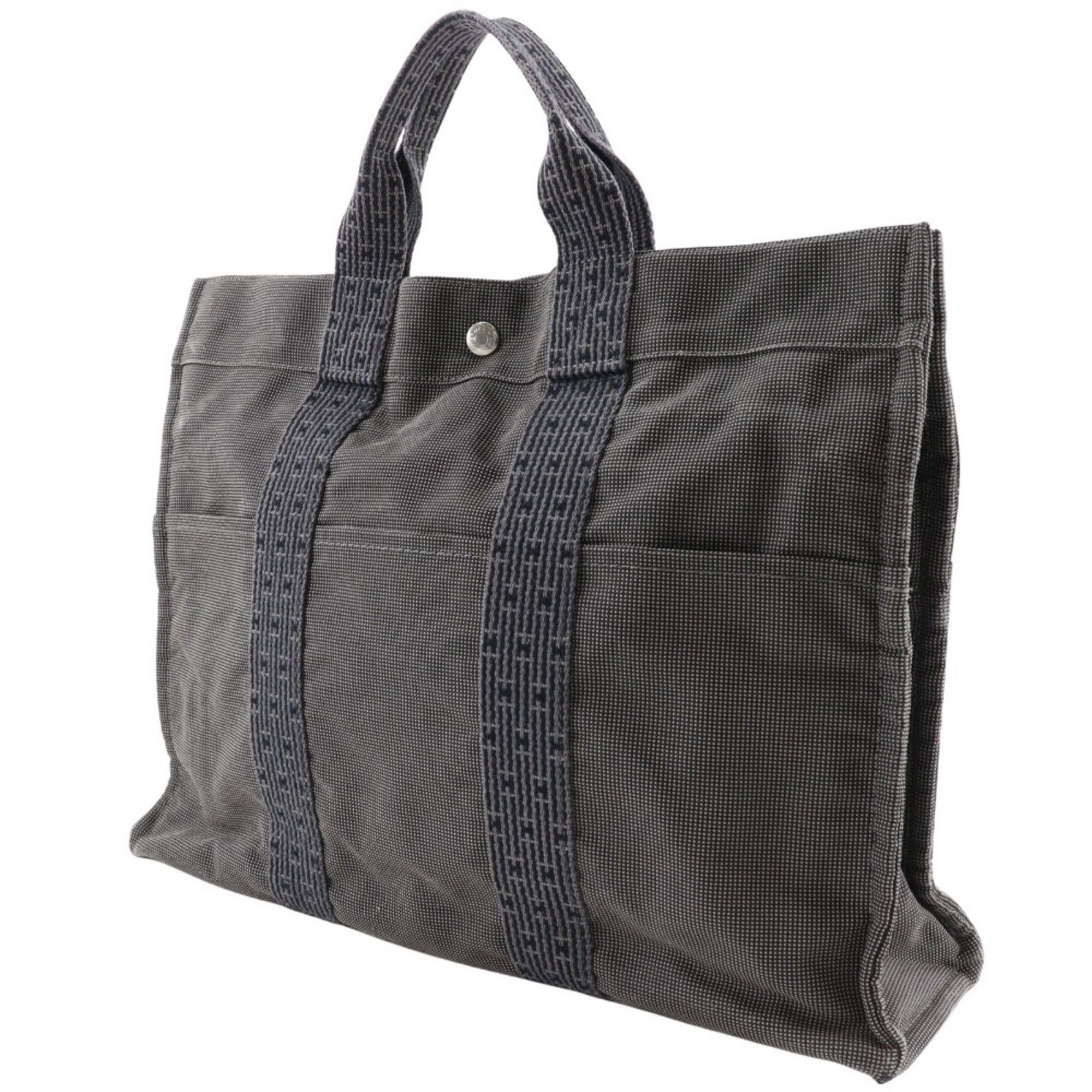 Hermes Hermes Airline Tote MM Handbag Nylon Canvas Grey Snap Button Herline ToteMM Unisex Size ONE SIZE - 2 Thumbnail