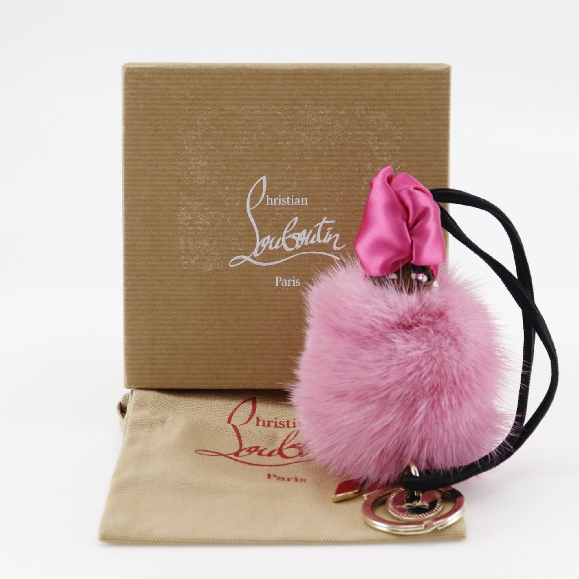 Christian Louboutin Christian Louboutin Fador Keychain Bag Charm 3175124 Mink x Satin Ultra Rose Pink Women's Size ONE SIZE - 7 Thumbnail