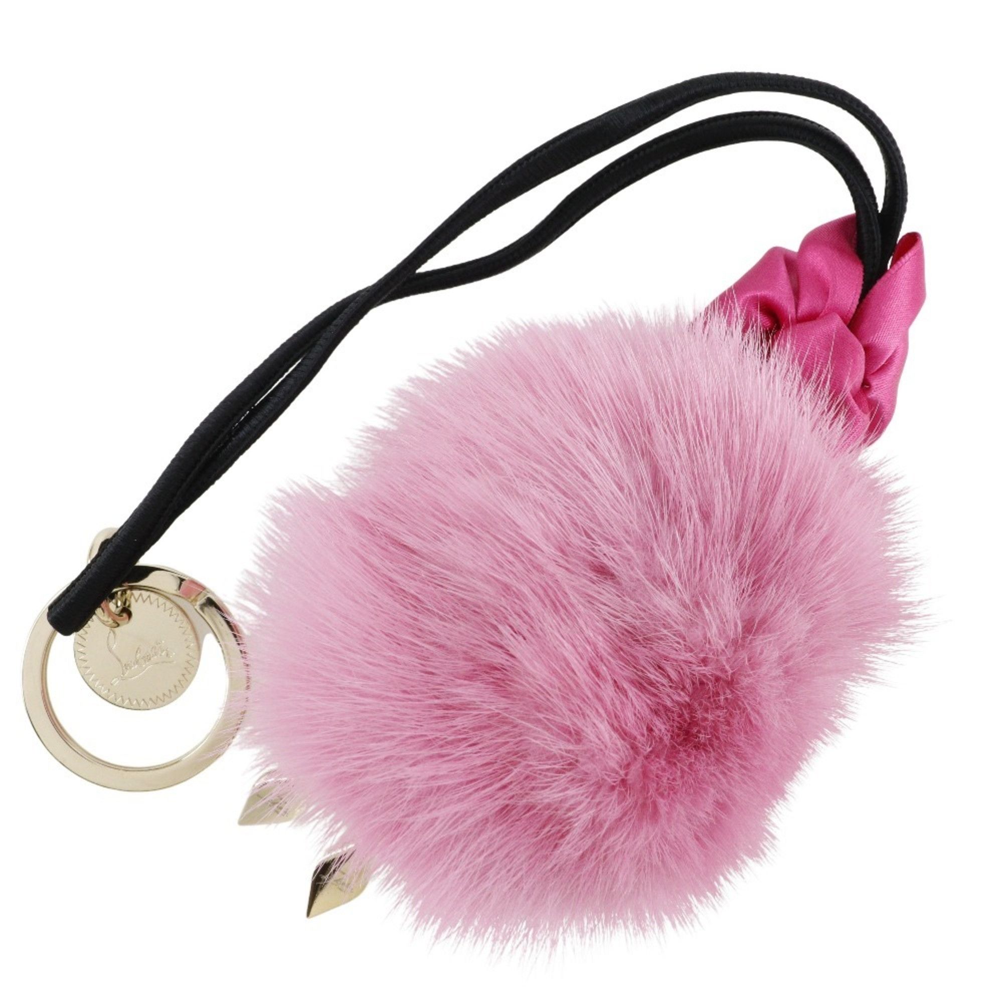 Christian Louboutin Christian Louboutin Fador Keychain Bag Charm 3175124 Mink x Satin Ultra Rose Pink Women's Size ONE SIZE - 2 Thumbnail
