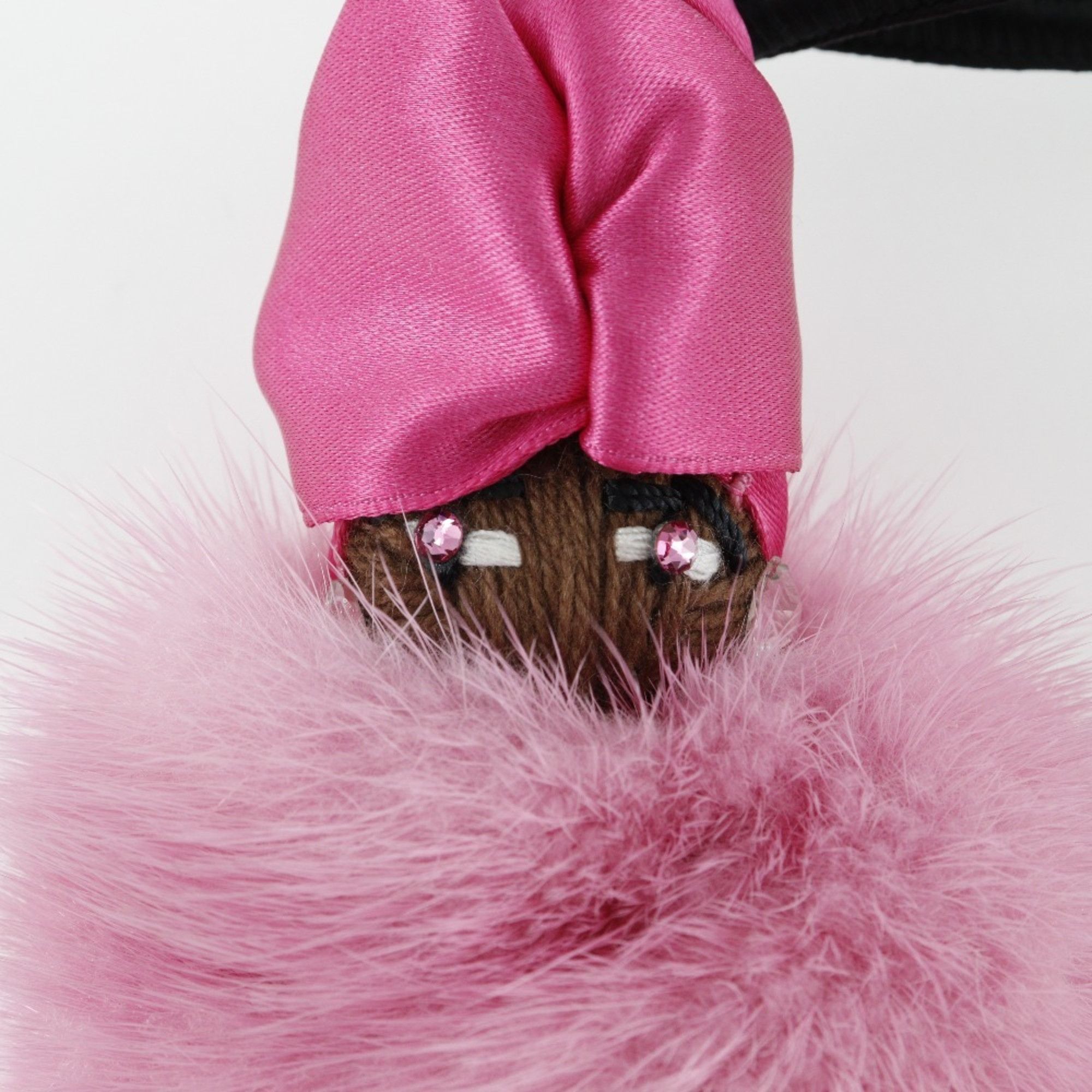 Christian Louboutin Christian Louboutin Fador Keychain Bag Charm 3175124 Mink x Satin Ultra Rose Pink Women's Size ONE SIZE - 3 Thumbnail