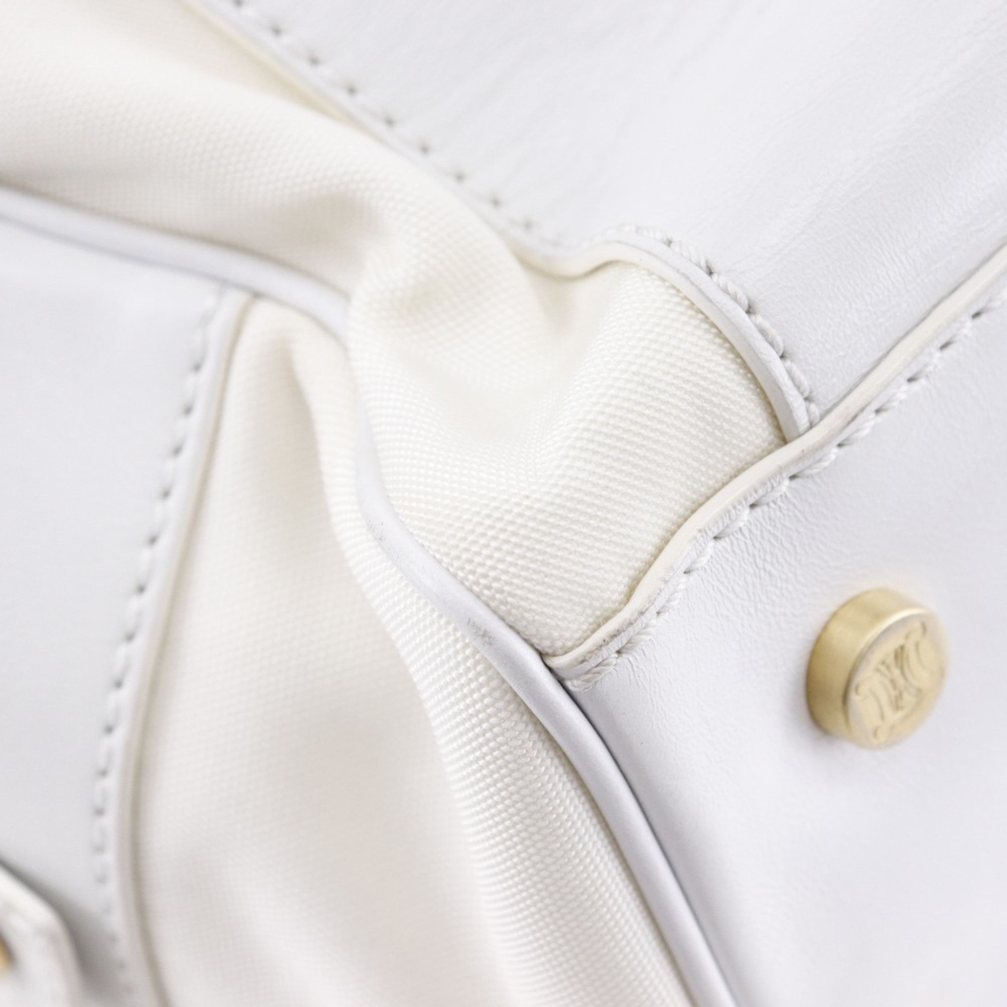 Celine CELINE Boston Handbag, 2004 Athens Olympics Limited Edition, Nylon Canvas x Leather, White, A5 Mini Boston, Women's Size ONE SIZE - 6 Thumbnail