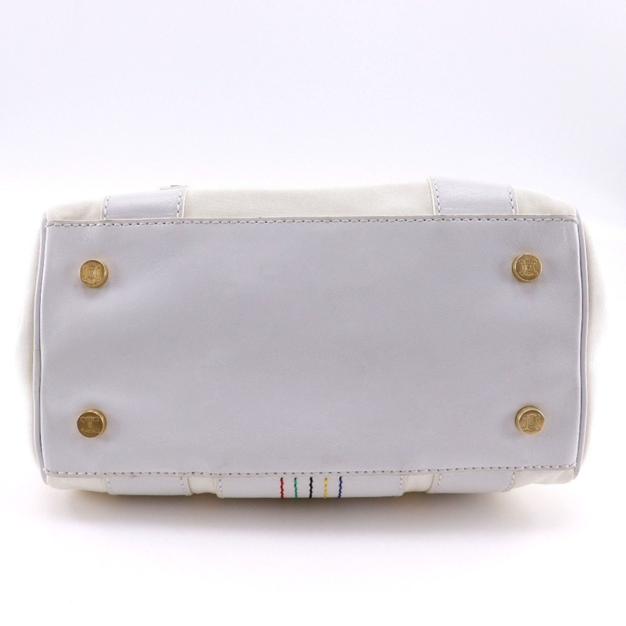 Celine CELINE Boston Handbag, 2004 Athens Olympics Limited Edition, Nylon Canvas x Leather, White, A5 Mini Boston, Women's Size ONE SIZE - 17 Thumbnail