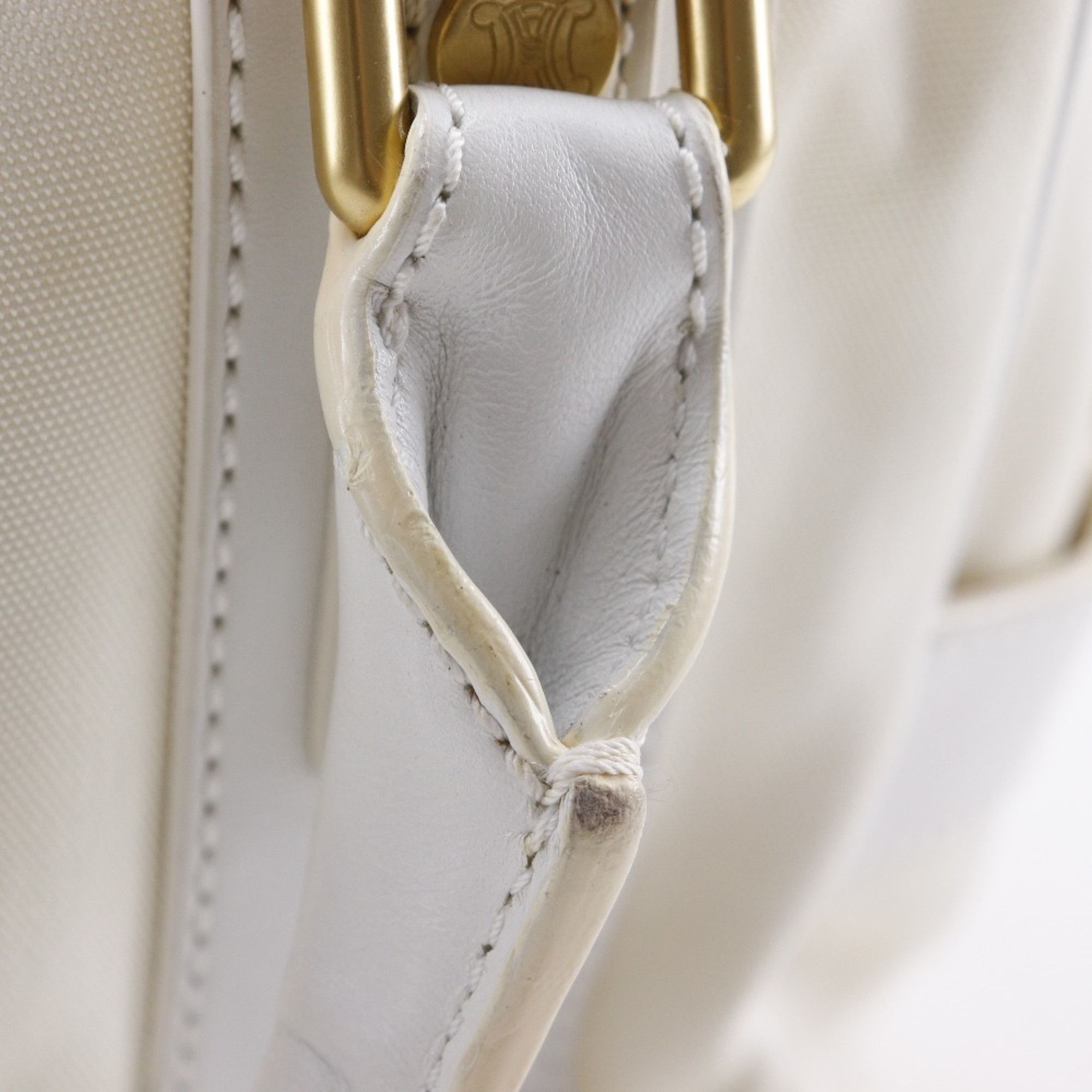 Celine CELINE Boston Handbag, 2004 Athens Olympics Limited Edition, Nylon Canvas x Leather, White, A5 Mini Boston, Women's Size ONE SIZE - 12 Thumbnail