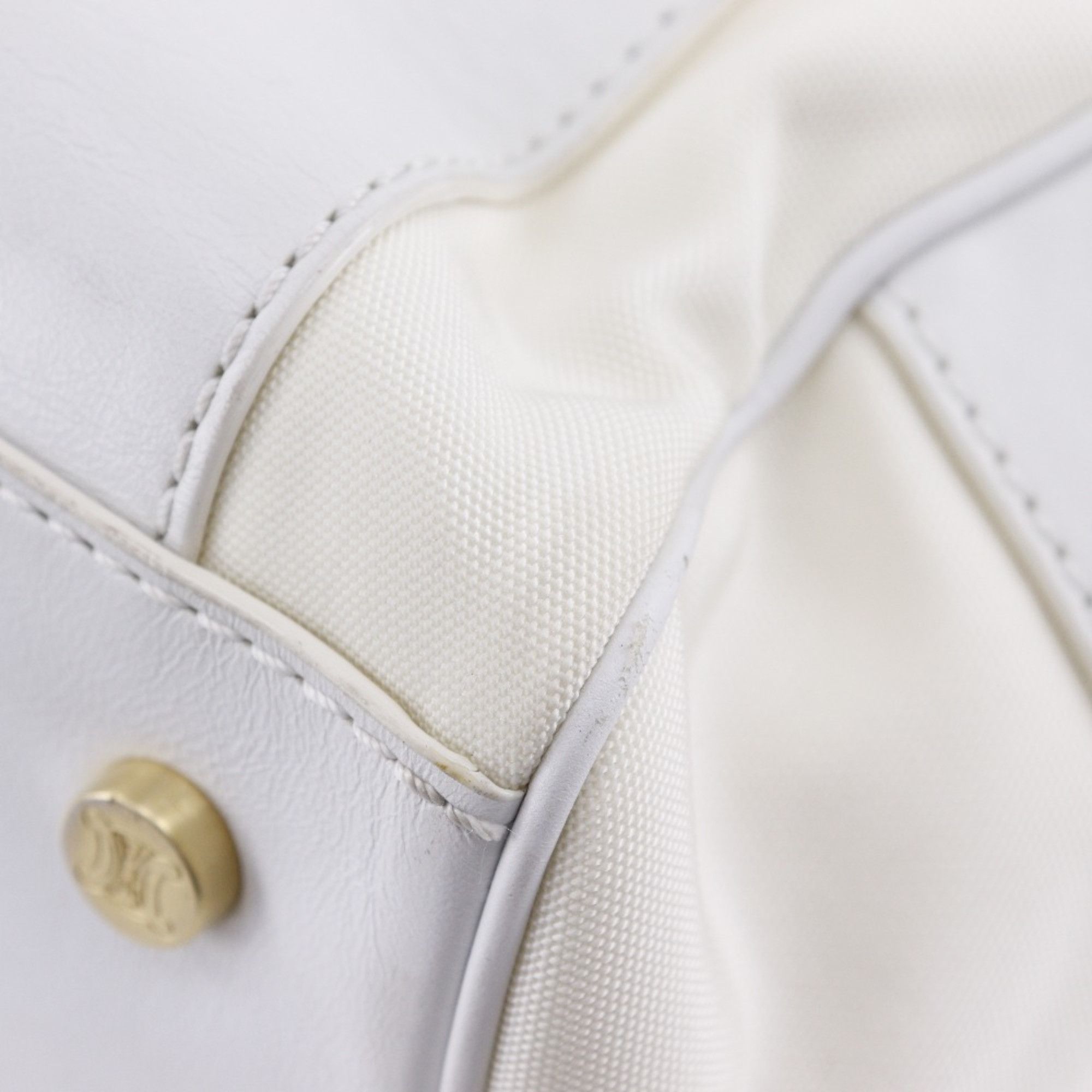 Celine CELINE Boston Handbag, 2004 Athens Olympics Limited Edition, Nylon Canvas x Leather, White, A5 Mini Boston, Women's Size ONE SIZE - 7 Thumbnail