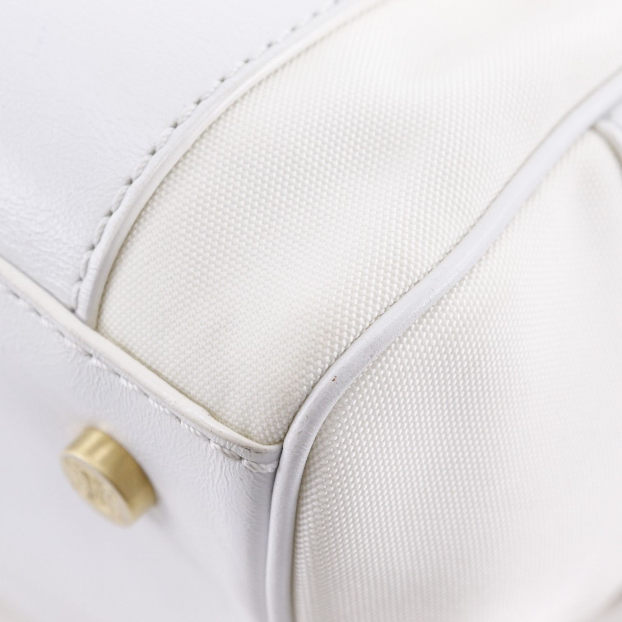 Celine CELINE Boston Handbag, 2004 Athens Olympics Limited Edition, Nylon Canvas x Leather, White, A5 Mini Boston, Women's Size ONE SIZE - 5 Thumbnail