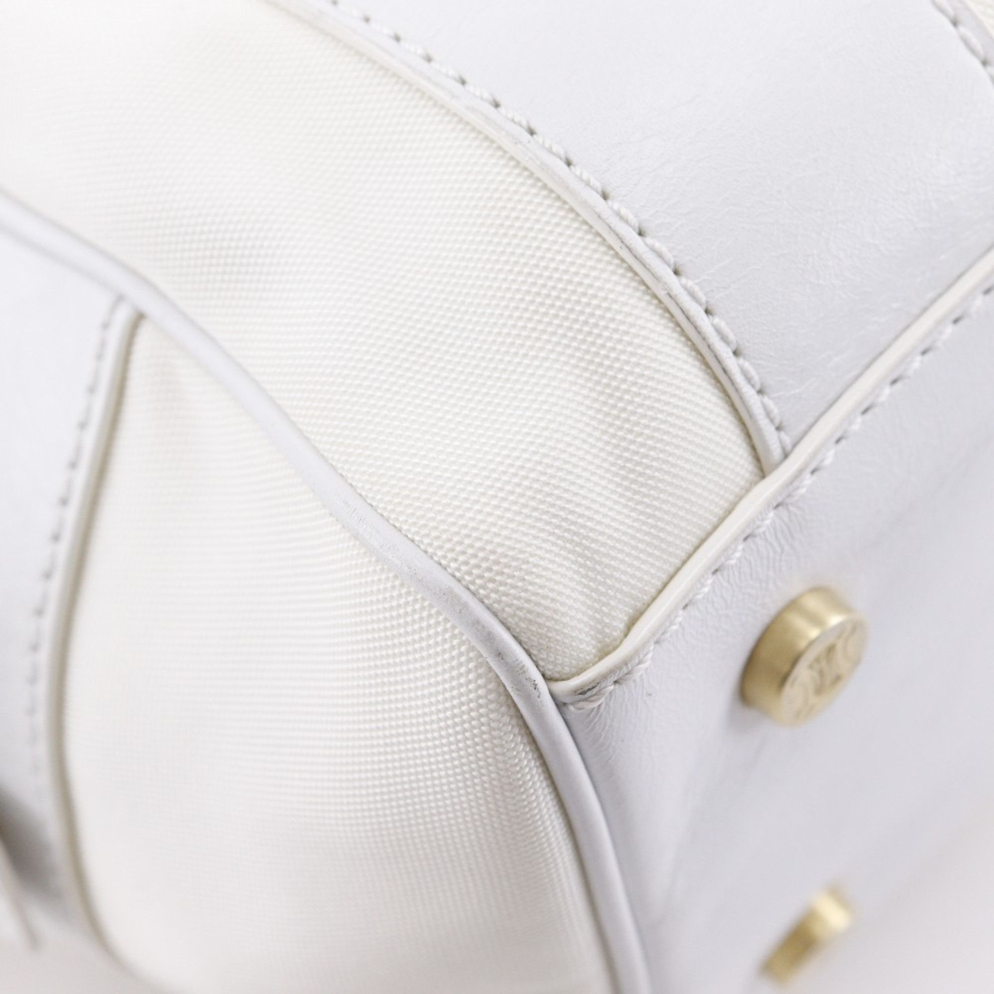 Celine CELINE Boston Handbag, 2004 Athens Olympics Limited Edition, Nylon Canvas x Leather, White, A5 Mini Boston, Women's Size ONE SIZE - 4 Thumbnail