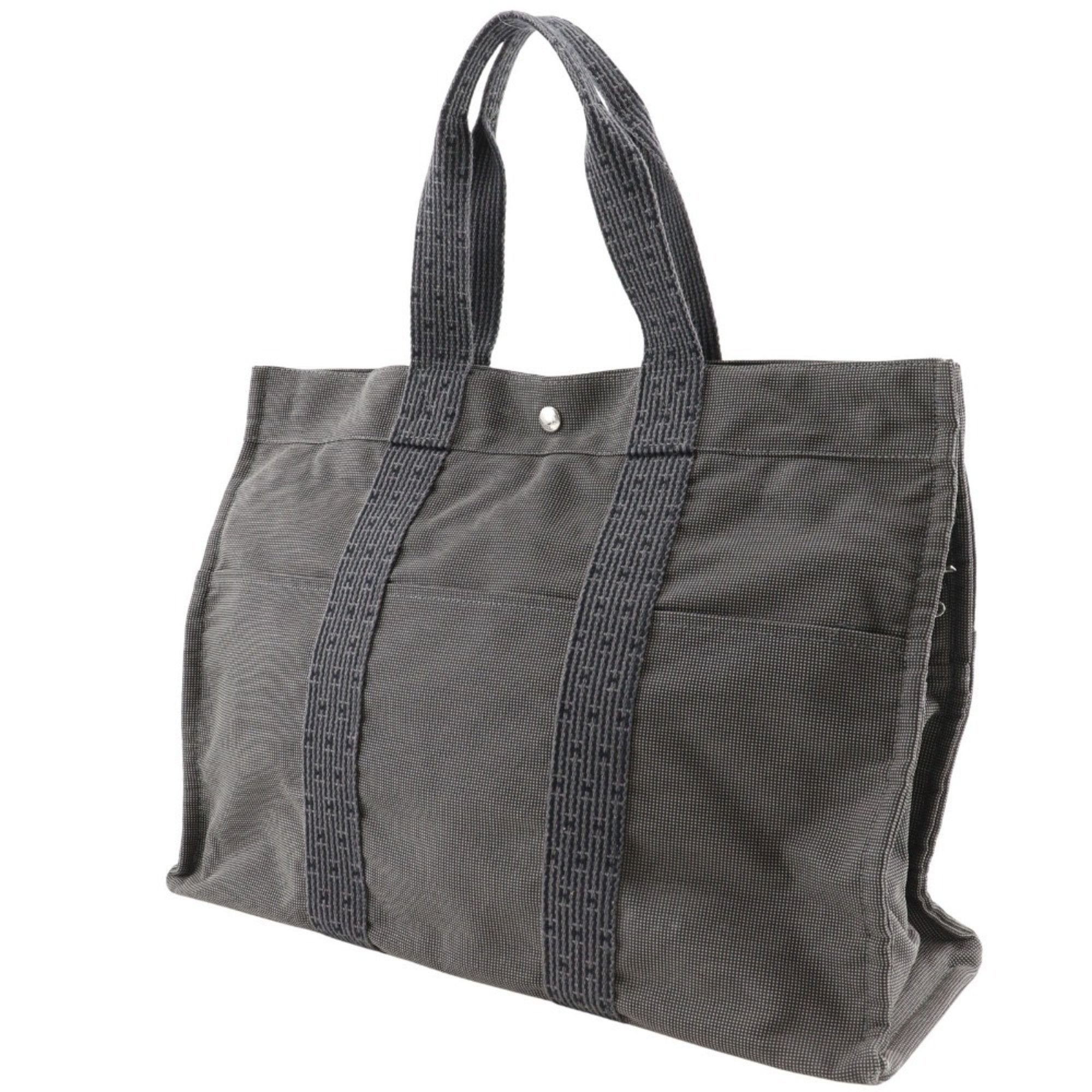 Hermes Hermes Airline Tote GM Bag Nylon Canvas Grey Snap Button Herline Unisex Size ONE SIZE - 2 Thumbnail