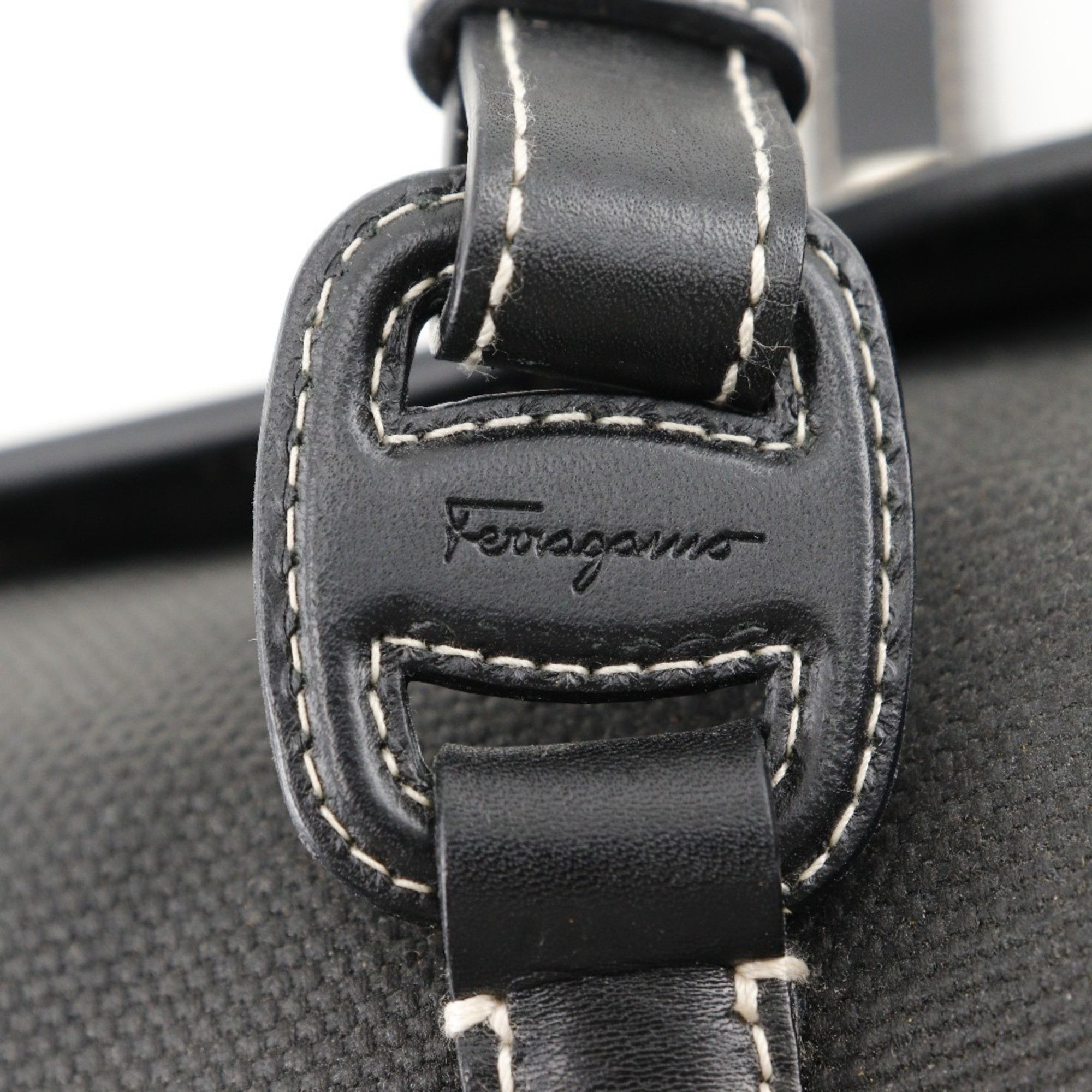 Salvatore Ferragamo Salvatore Ferragamo Vara Handbag Canvas Black Type Vala Women's Size ONE SIZE - 12 Thumbnail