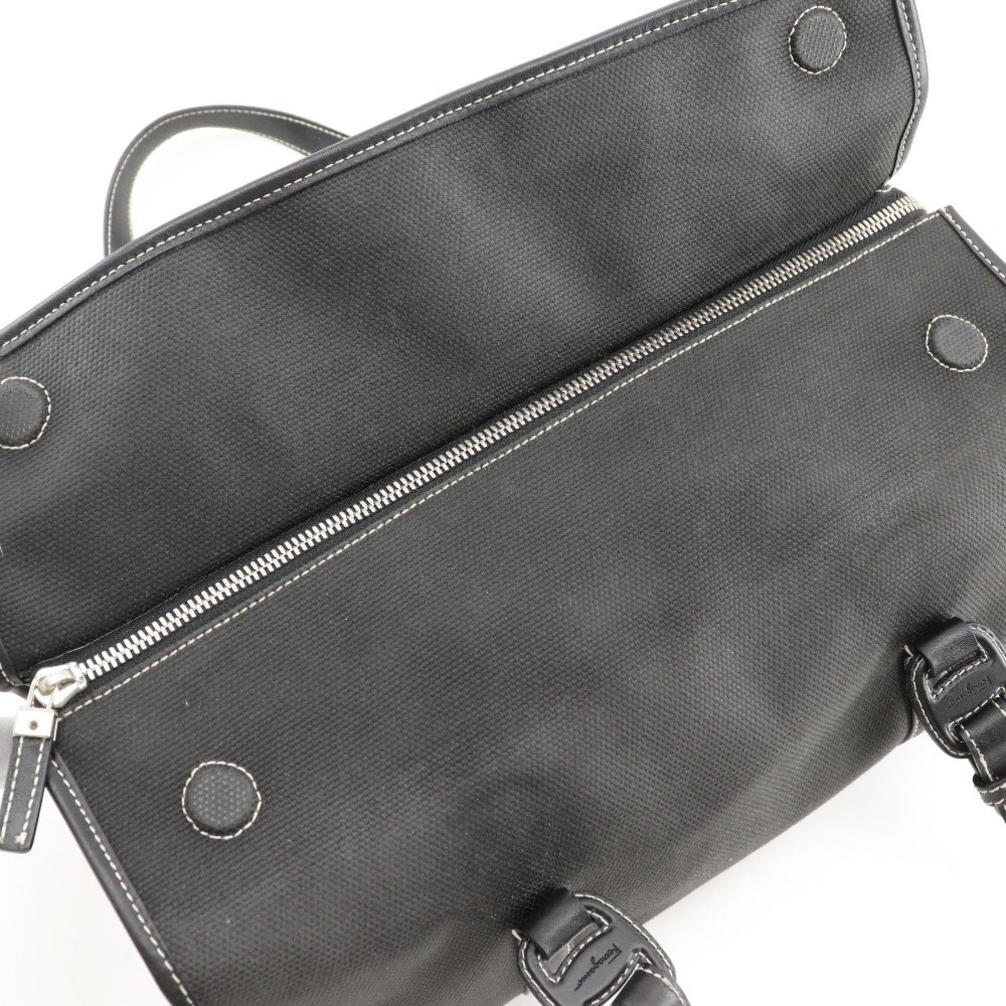 Salvatore Ferragamo Salvatore Ferragamo Vara Handbag Canvas Black Type Vala Women's Size ONE SIZE - 10 Thumbnail