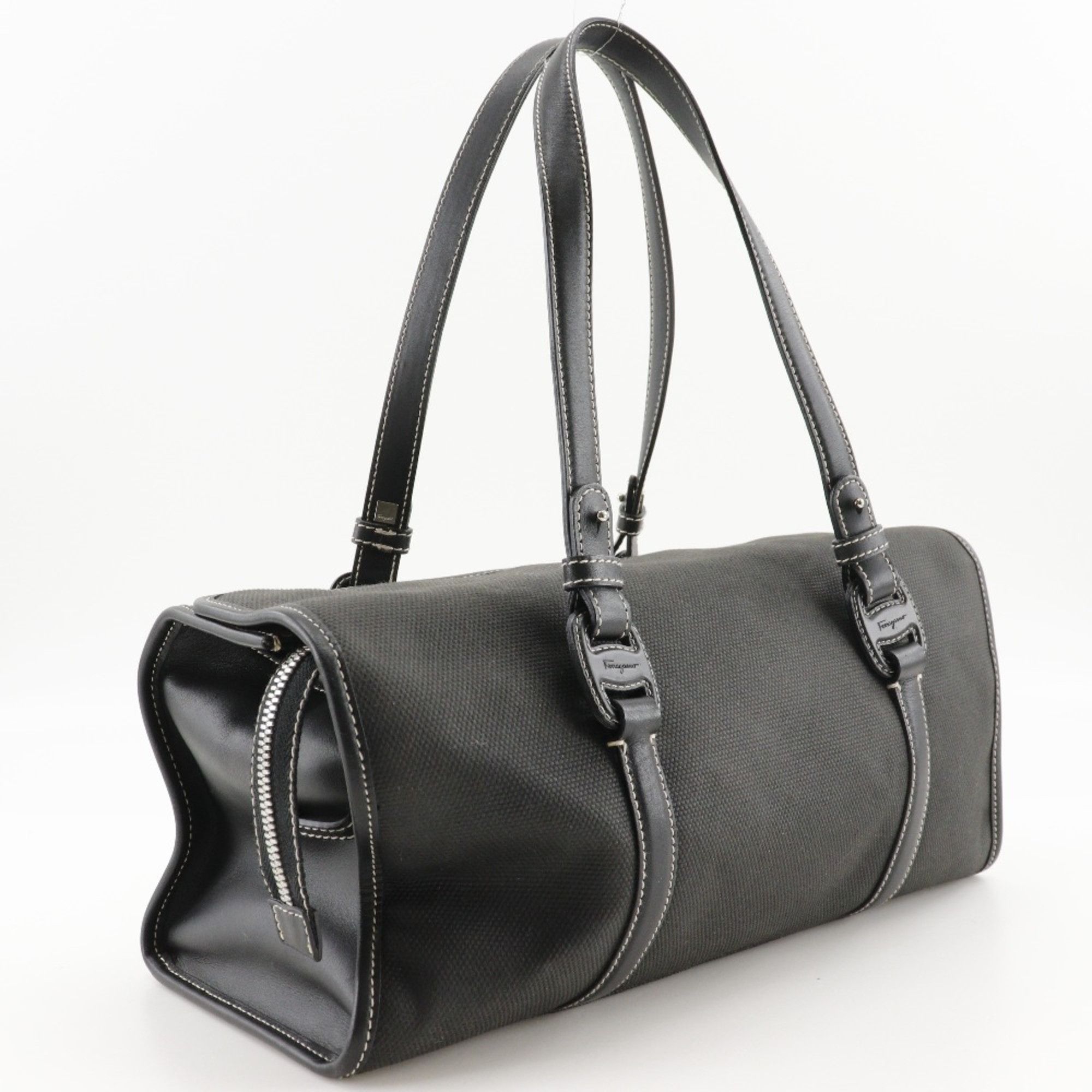 Salvatore Ferragamo Salvatore Ferragamo Vara Handbag Canvas Black Type Vala Women's Size ONE SIZE - 3 Thumbnail