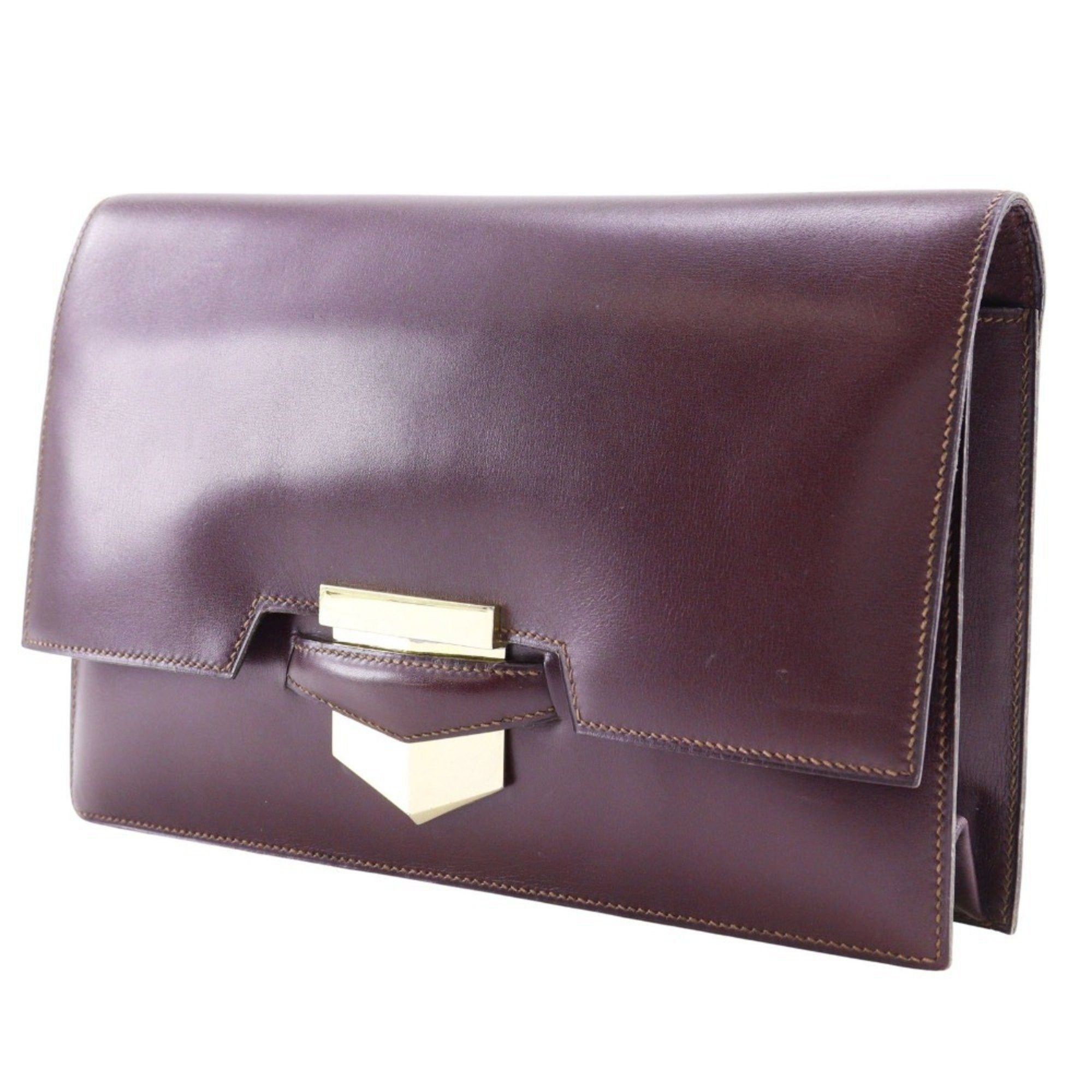 Hermes Hermes Fako Clutch Bag Box Calf Bordeaux I Flap Women's Size ONE SIZE - 2 Thumbnail