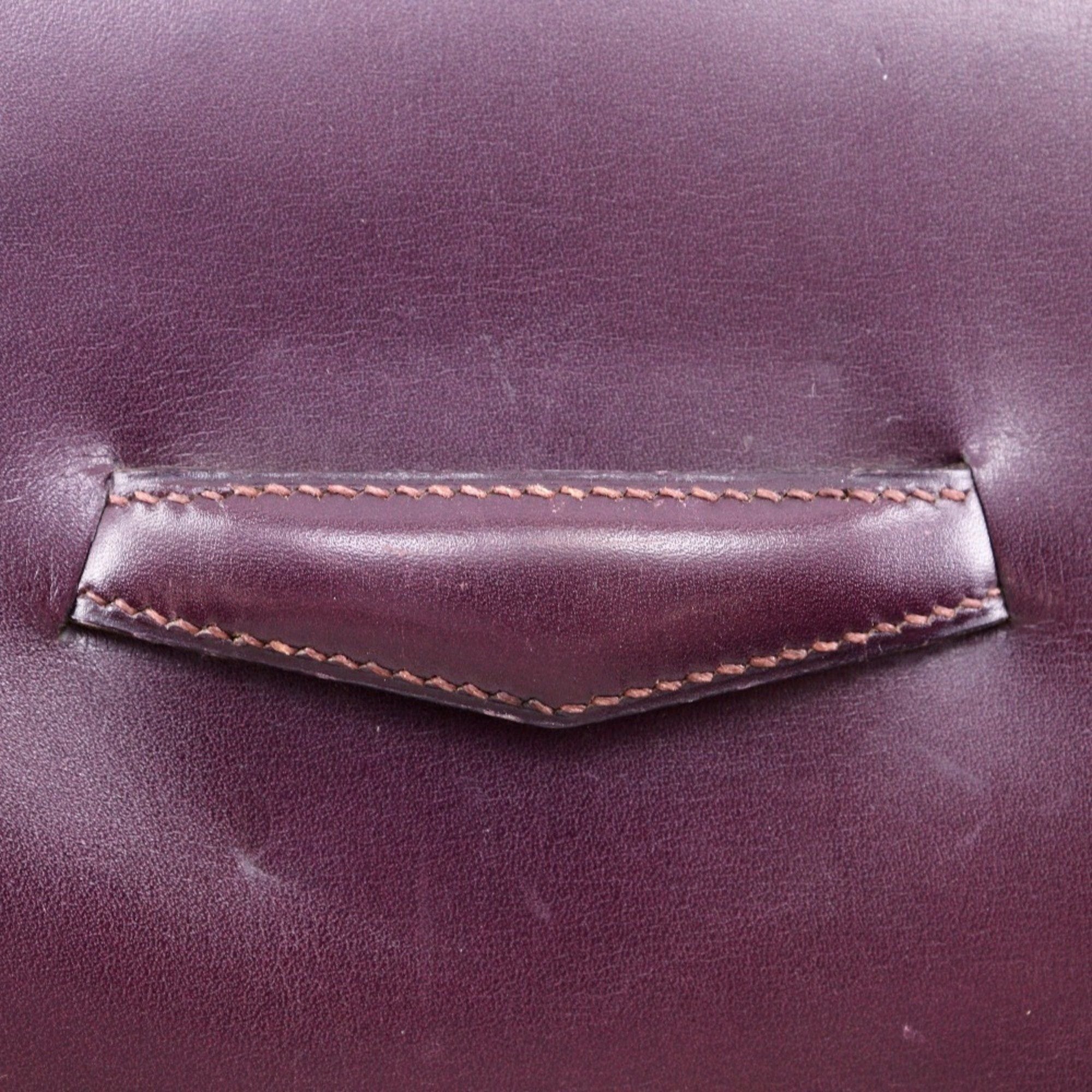Hermes Hermes Fako Clutch Bag Box Calf Bordeaux I Flap Women's Size ONE SIZE - 14 Thumbnail