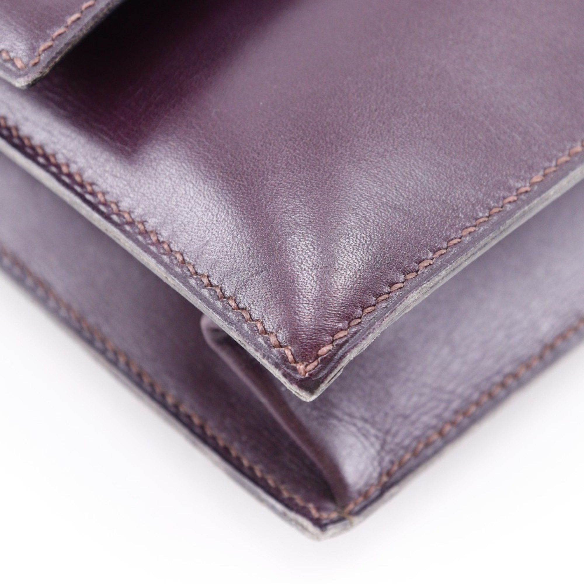 Hermes Hermes Fako Clutch Bag Box Calf Bordeaux I Flap Women's Size ONE SIZE - 4 Thumbnail