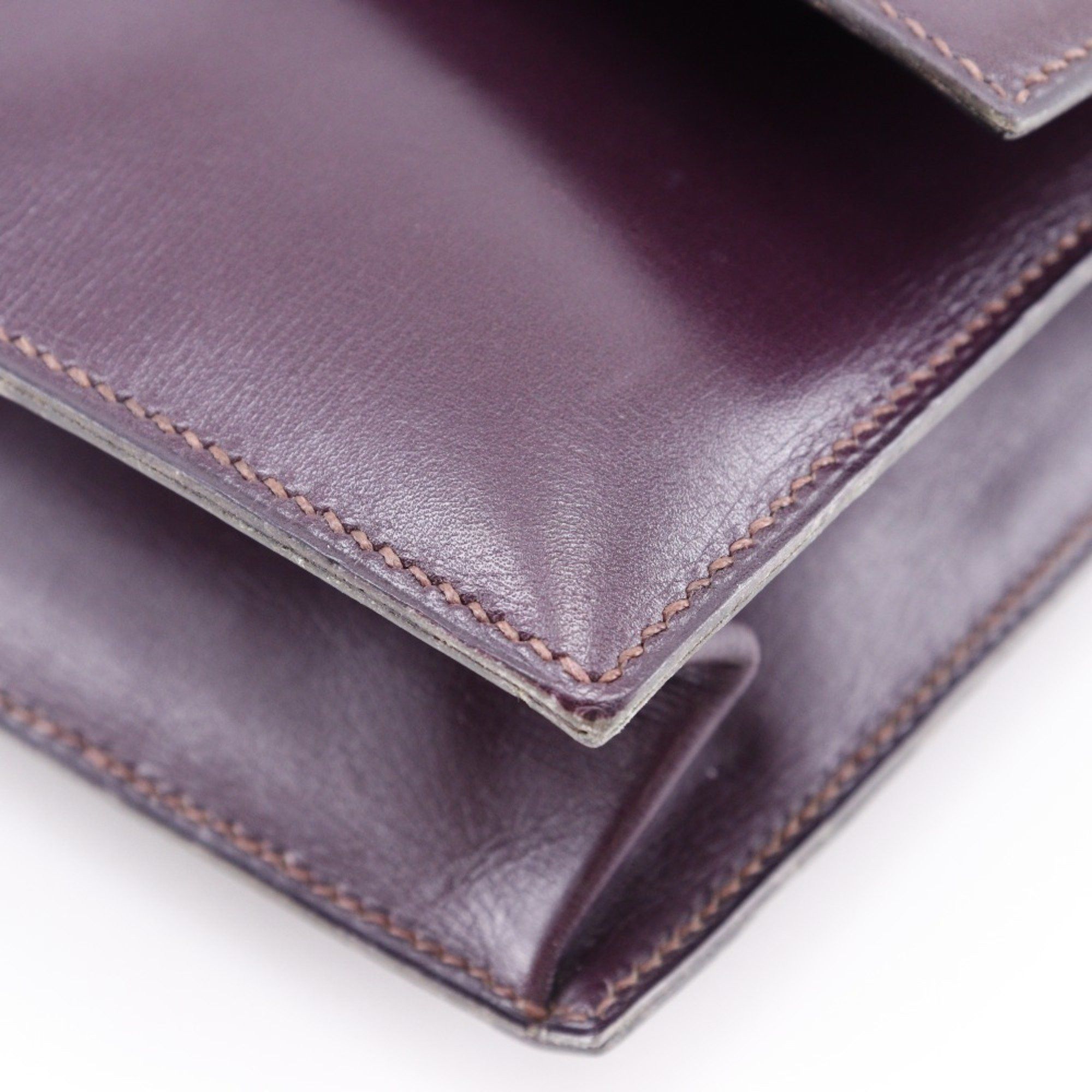 Hermes Hermes Fako Clutch Bag Box Calf Bordeaux I Flap Women's Size ONE SIZE - 5 Thumbnail