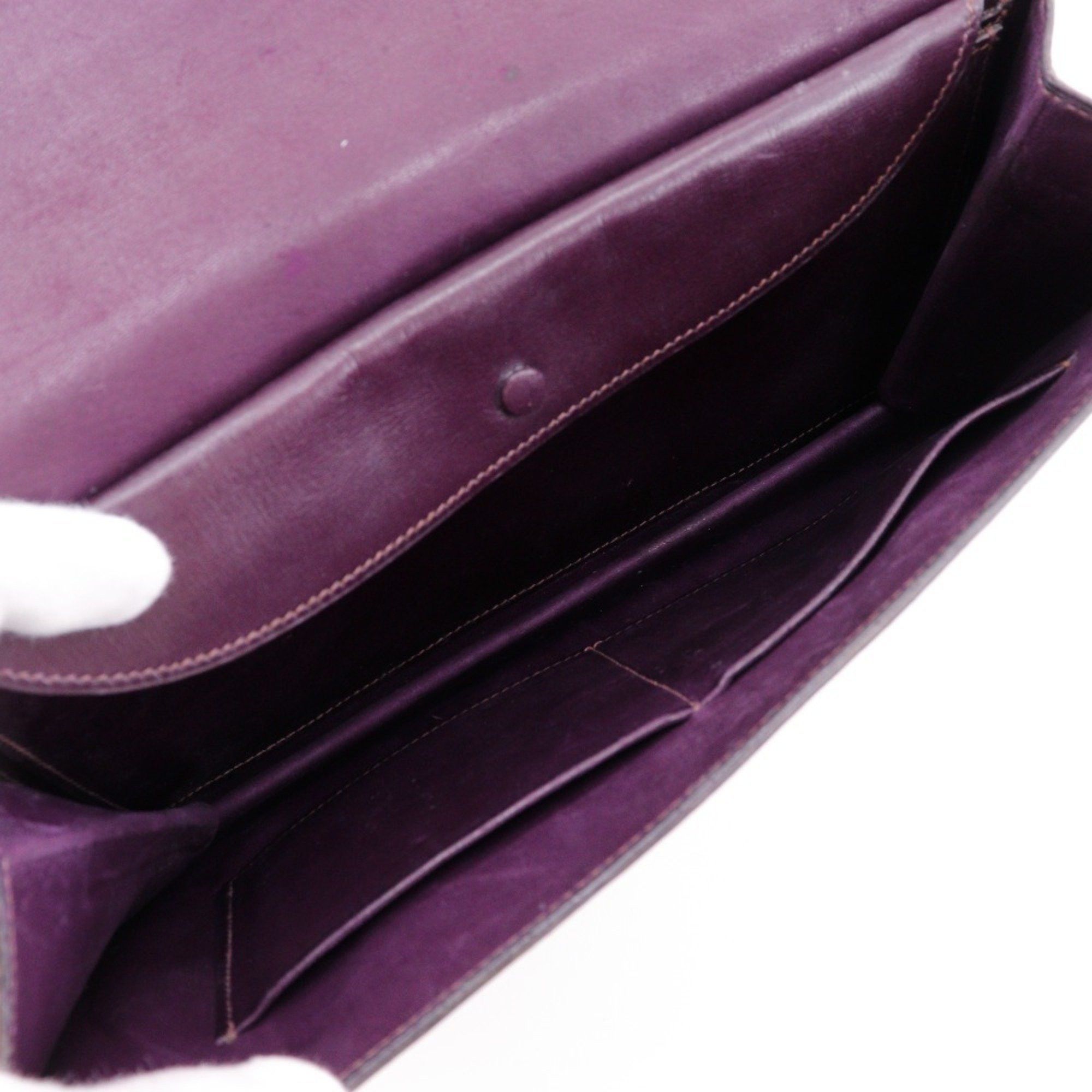 Hermes Hermes Fako Clutch Bag Box Calf Bordeaux I Flap Women's Size ONE SIZE - 6 Thumbnail