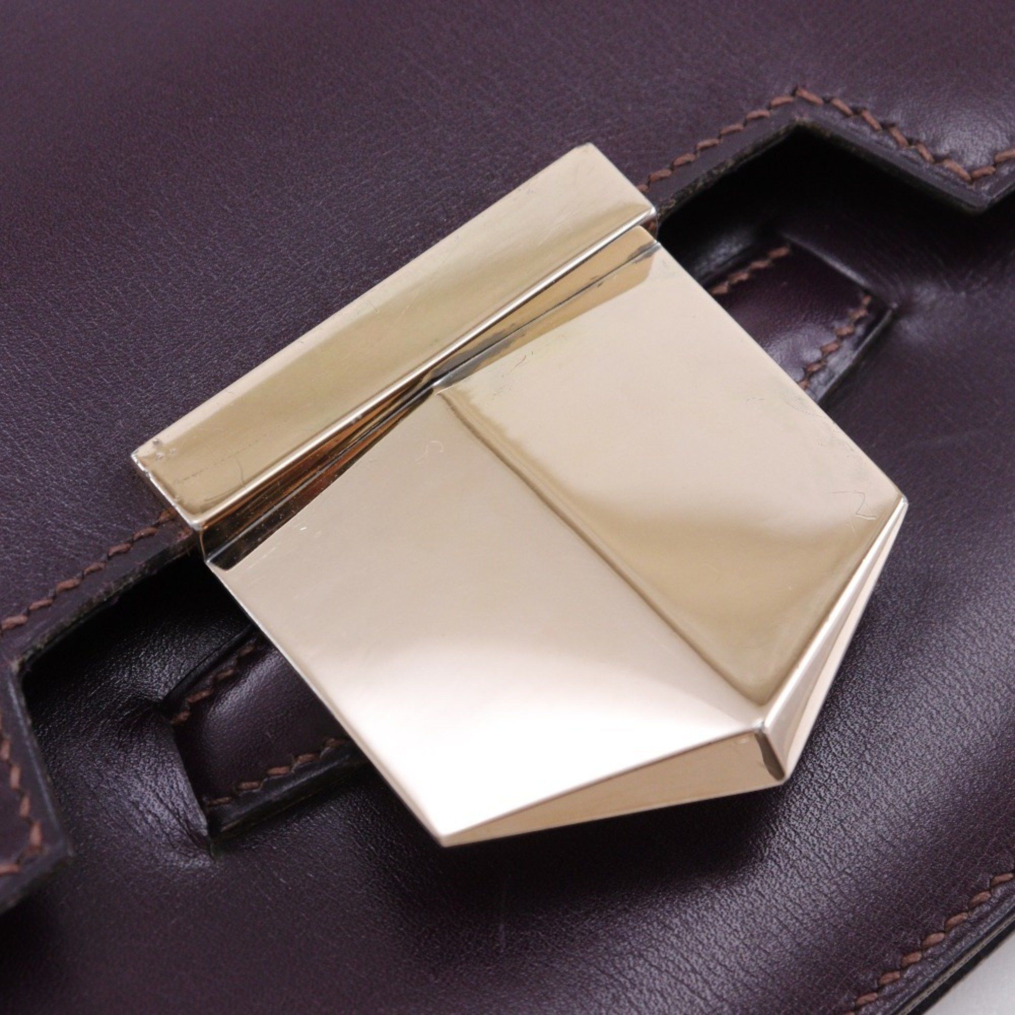 Hermes Hermes Fako Clutch Bag Box Calf Bordeaux I Flap Women's Size ONE SIZE - 15 Thumbnail