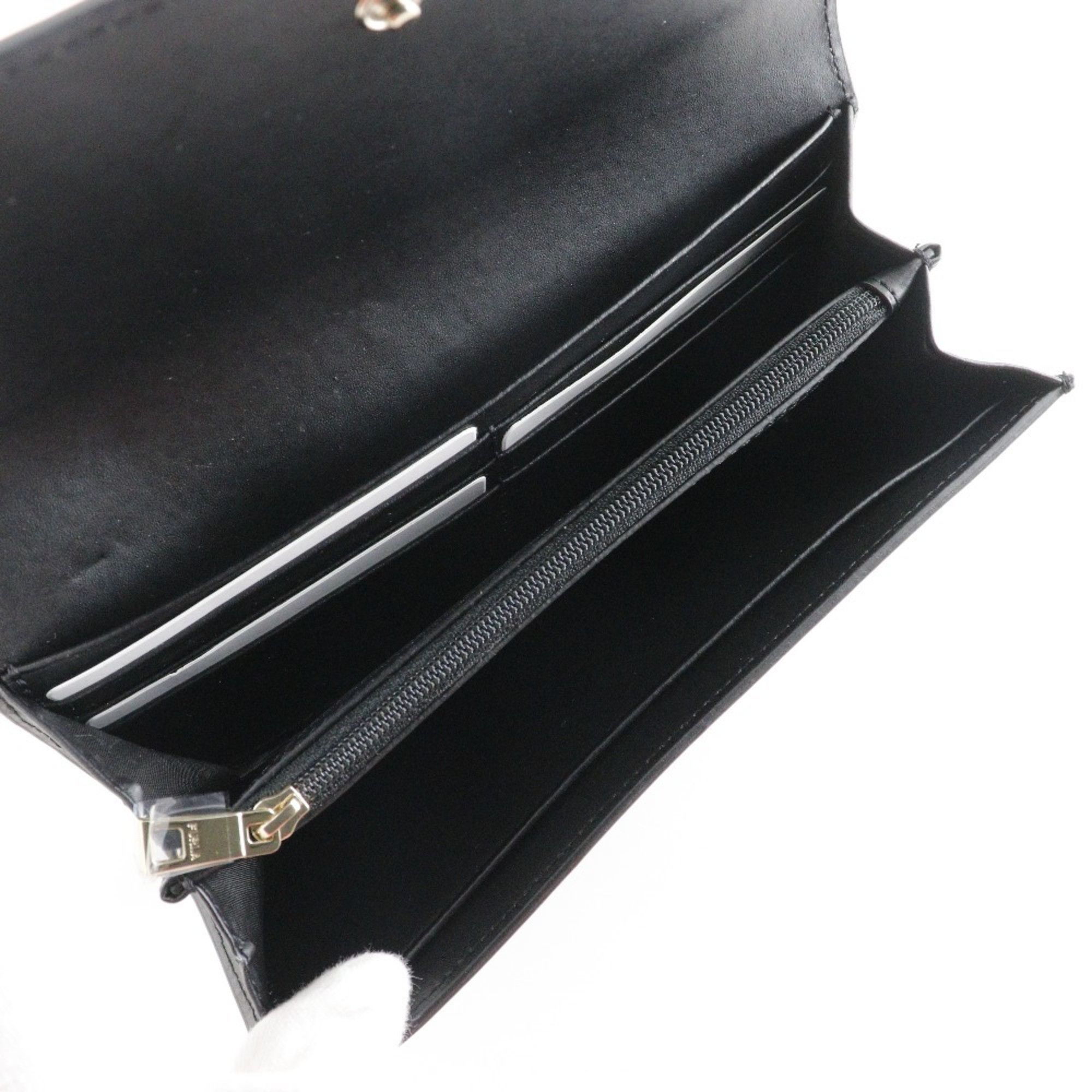 Furla Furla Sirena Long Wallet WP00146 Calfskin x Suede Black Snap Button Women's Size ONE SIZE - 7 Thumbnail