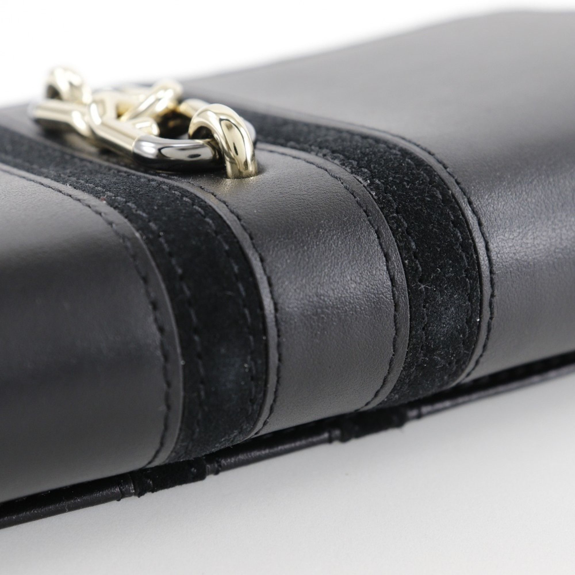 Furla Furla Sirena Long Wallet WP00146 Calfskin x Suede Black Snap Button Women's Size ONE SIZE - 8 Thumbnail
