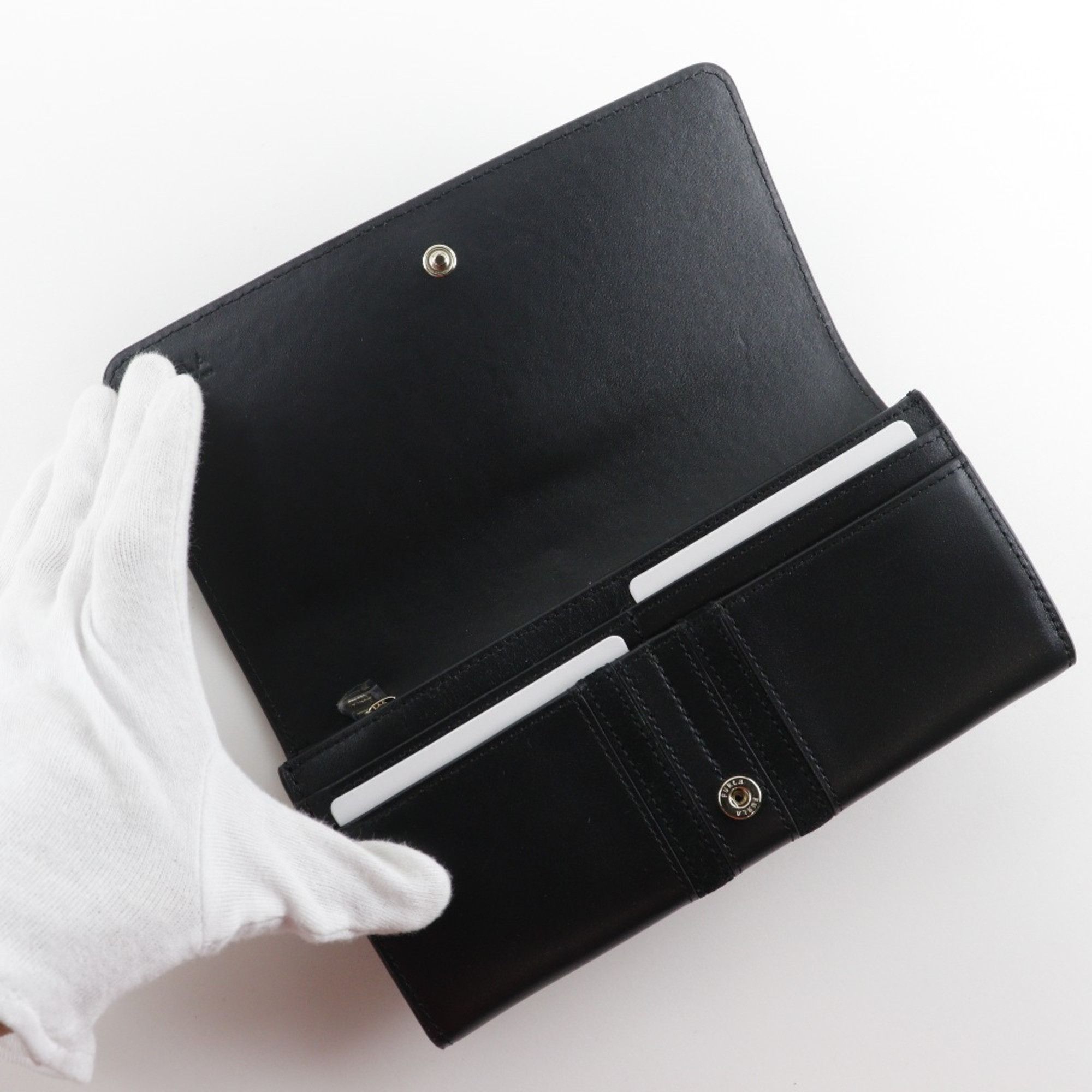 Furla Furla Sirena Long Wallet WP00146 Calfskin x Suede Black Snap Button Women's Size ONE SIZE - 6 Thumbnail
