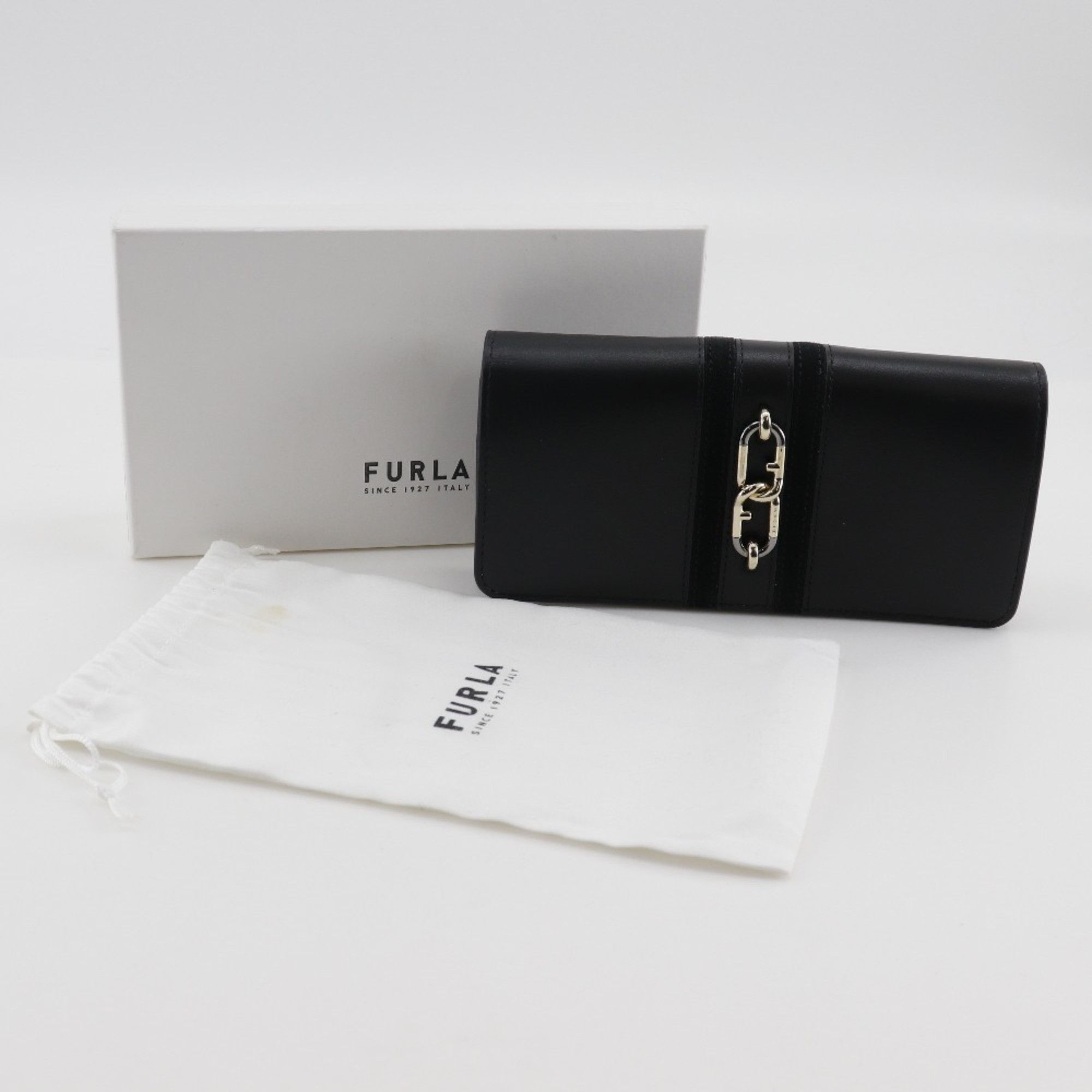Furla Furla Sirena Long Wallet WP00146 Calfskin x Suede Black Snap Button Women's Size ONE SIZE - 10 Thumbnail