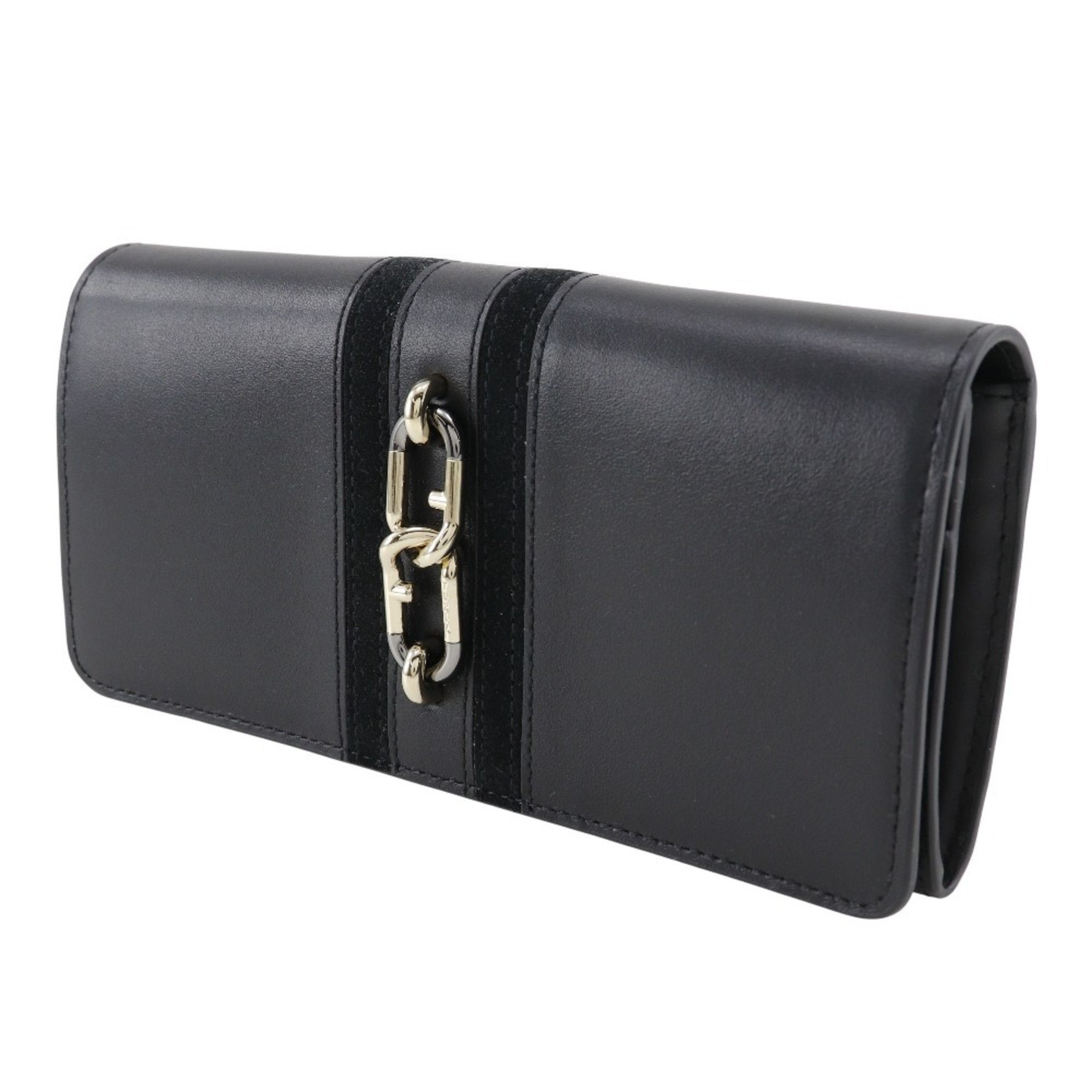 Furla Furla Sirena Long Wallet WP00146 Calfskin x Suede Black Snap Button Women's Size ONE SIZE - 2 Thumbnail