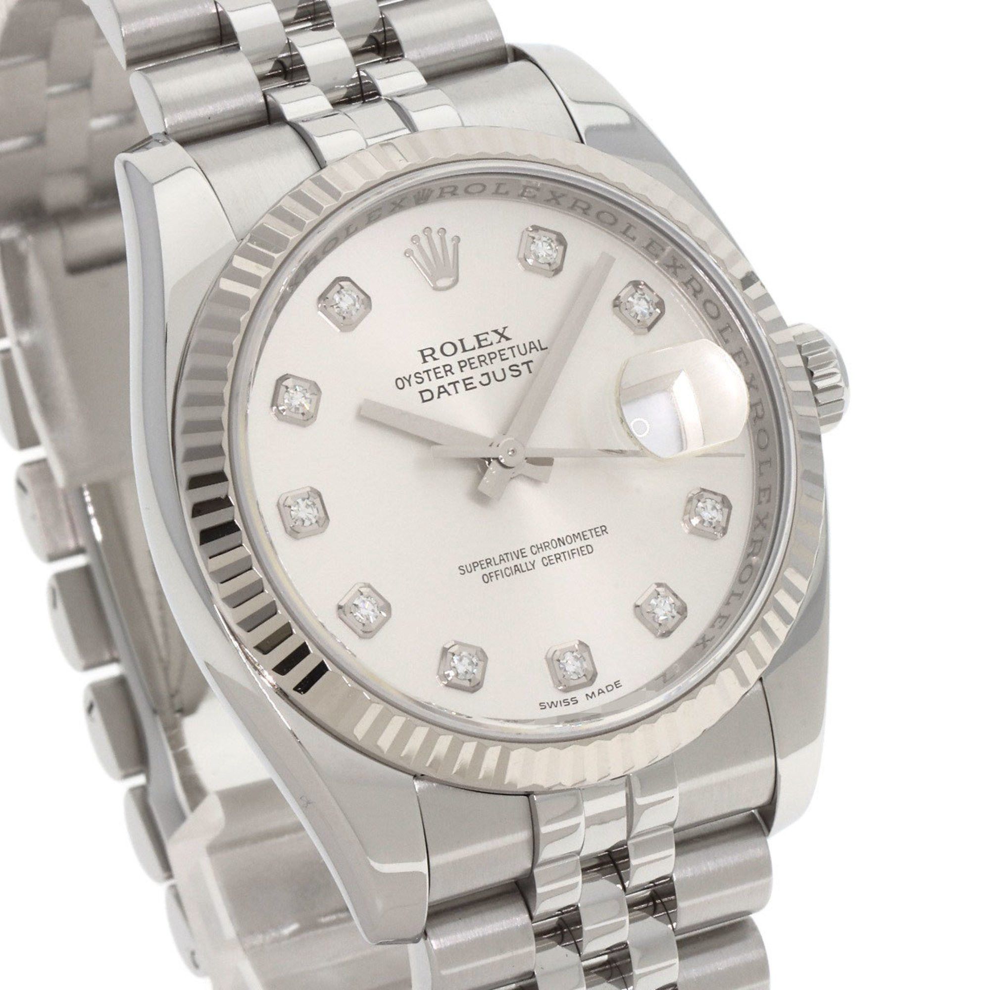 Rolex Rolex 116234G Datejust 10P Diamond Watch Stainless Steel SS K18WG Men's ROLEX Size ONE SIZE - 4 Thumbnail
