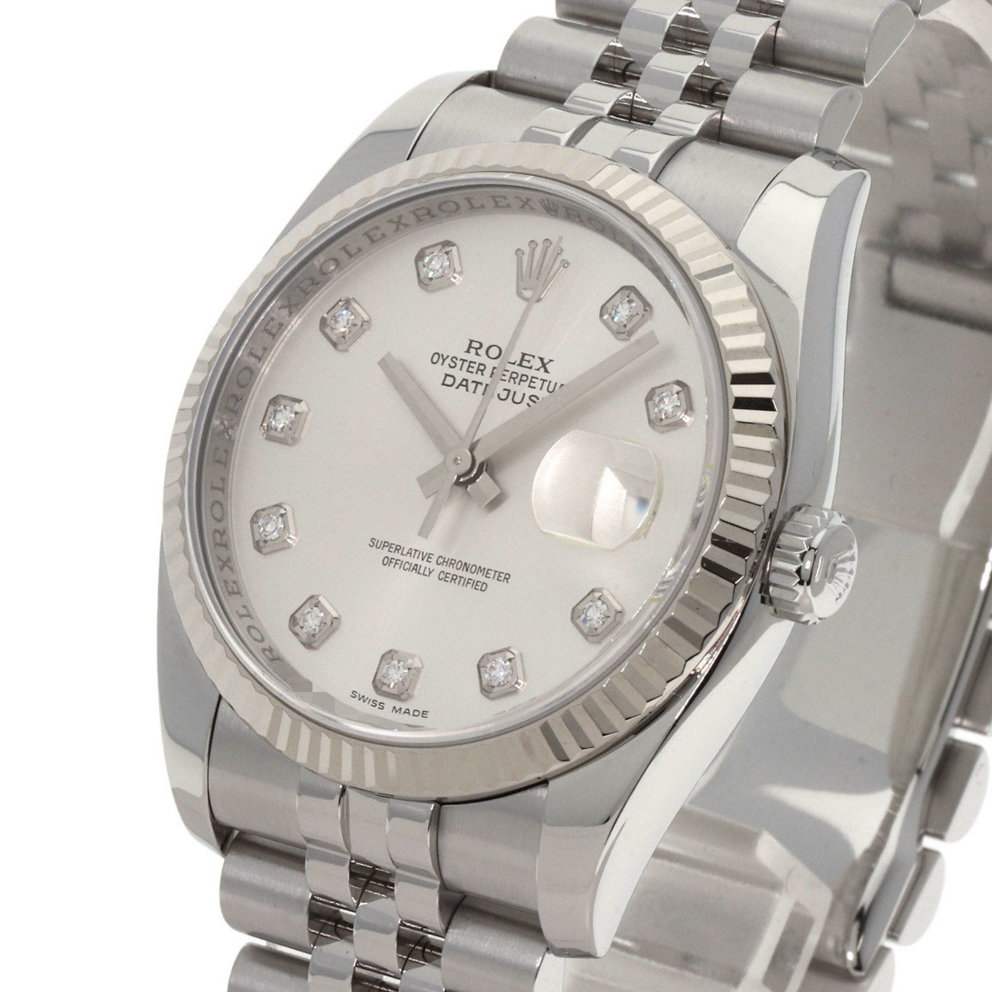 Rolex Rolex 116234G Datejust 10P Diamond Watch Stainless Steel SS K18WG Men's ROLEX Size ONE SIZE - 3 Thumbnail
