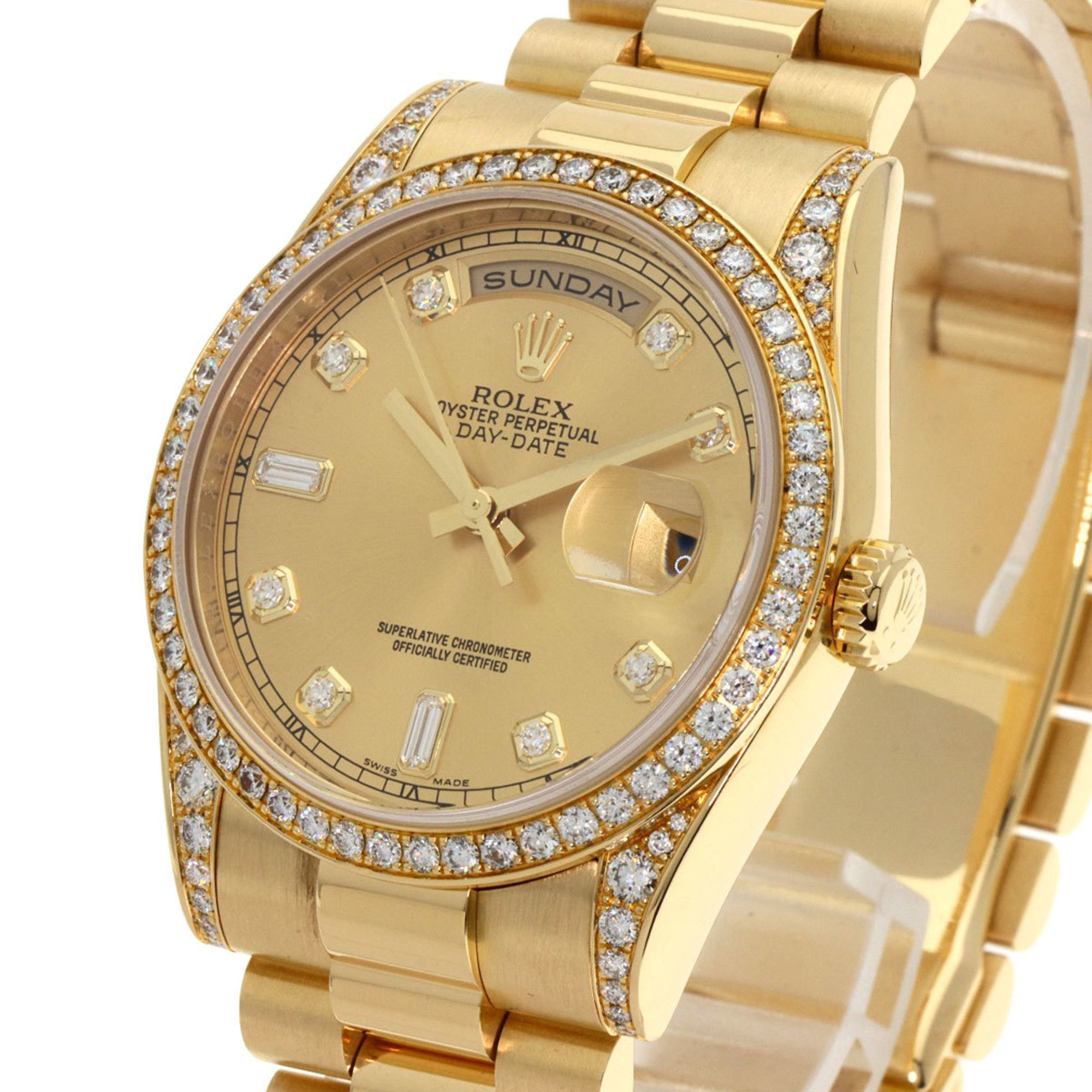 Rolex Rolex 118388A Day Date 10P Diamond Watch K18 Yellow Gold K18YG Men's ROLEX Size ONE SIZE - 3 Thumbnail