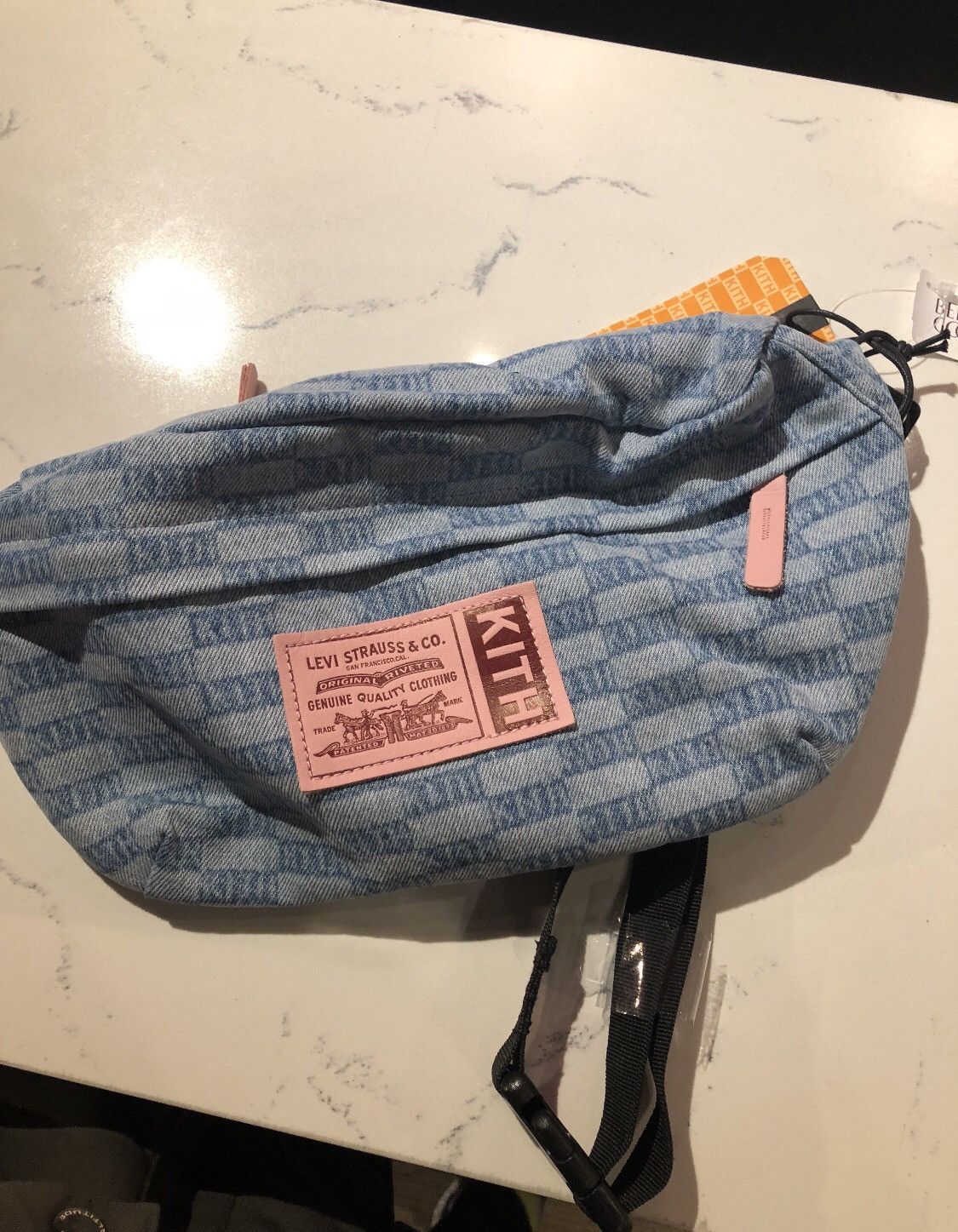 Kith KITH X LEVI'S SALT BLEACH AOP CROSSBODY BAG LIGHT BLUE | Grailed