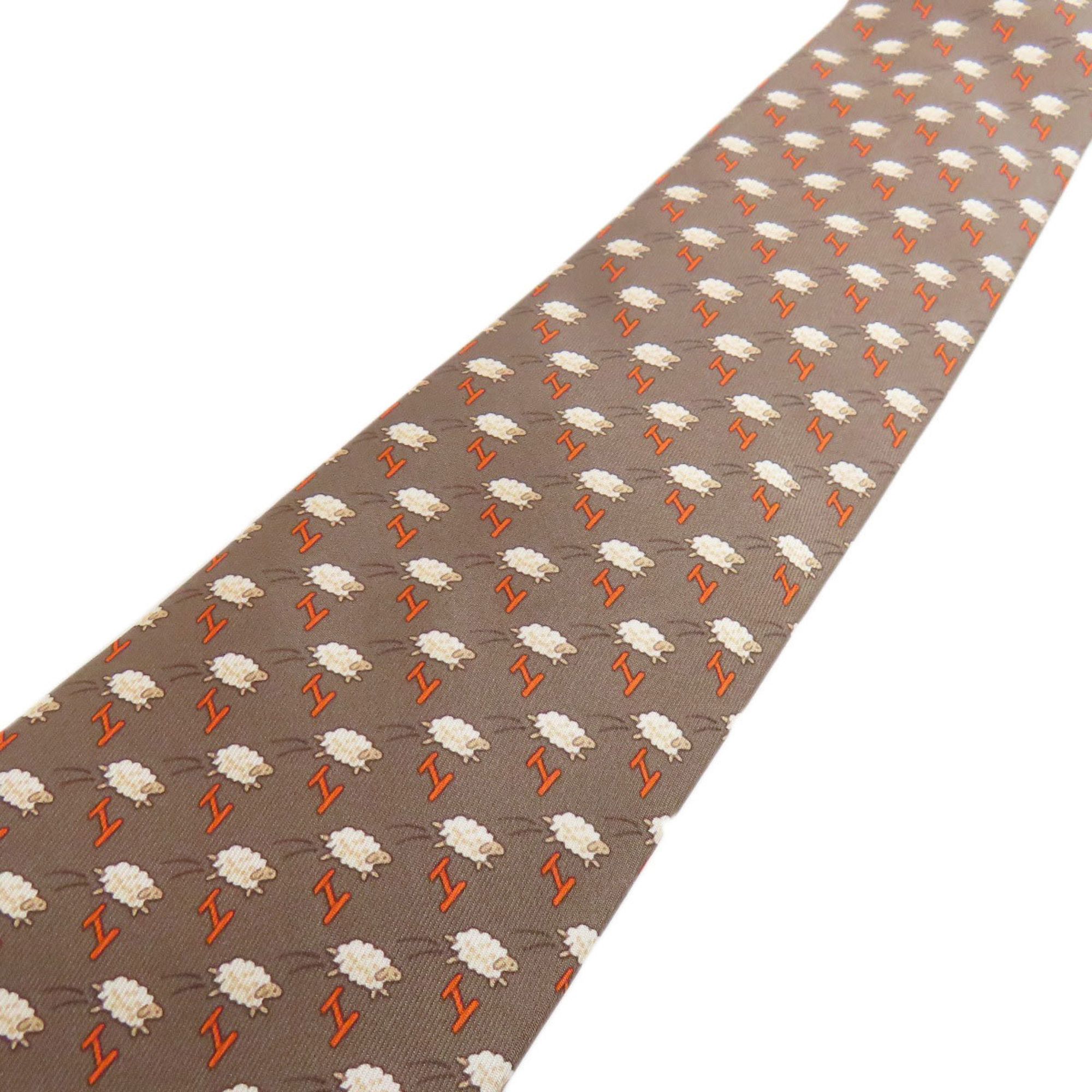 Hermes Hermes sheep print tie silk men's HERMES Size ONE SIZE - 3 Thumbnail