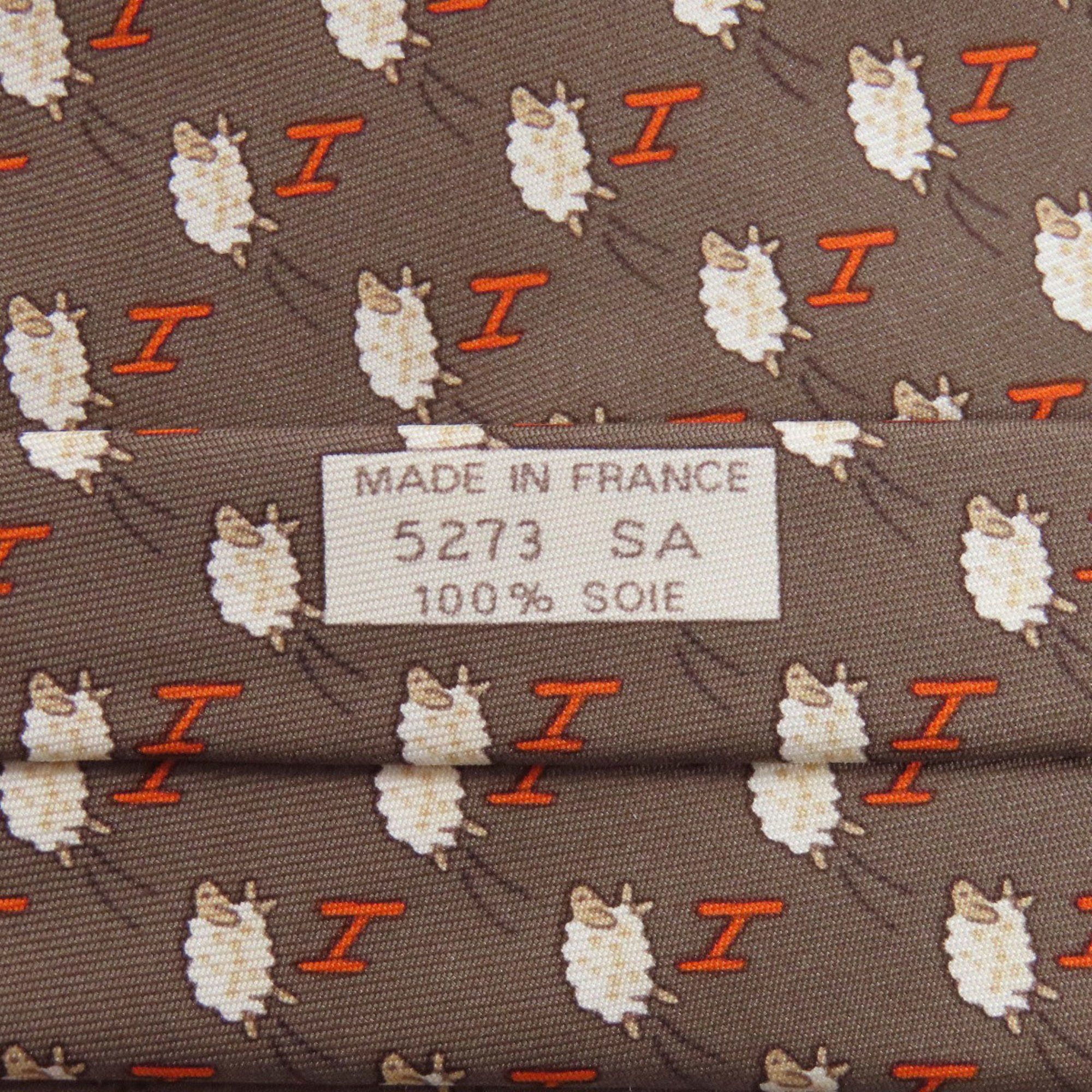 Hermes Hermes sheep print tie silk men's HERMES Size ONE SIZE - 5 Thumbnail
