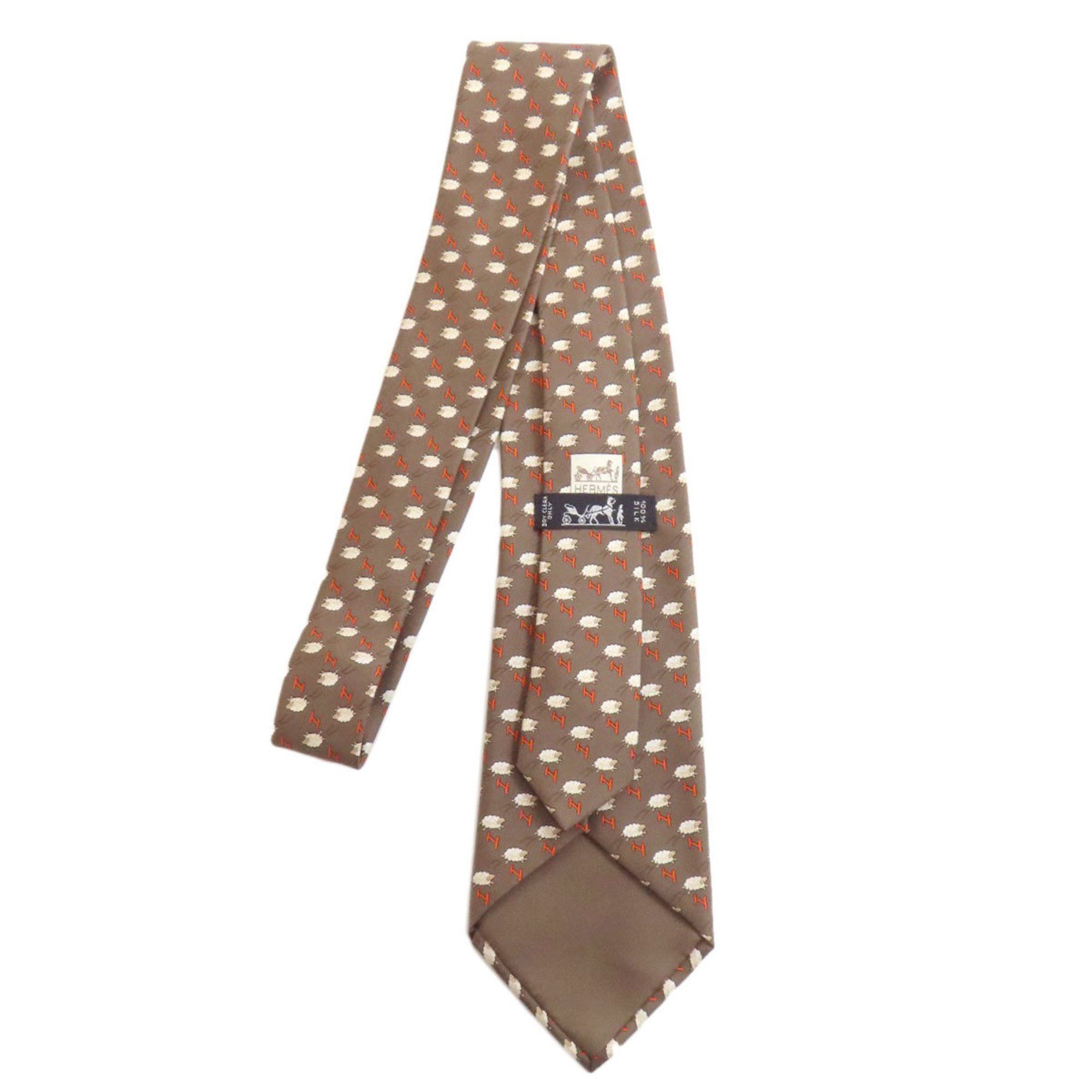 Hermes Hermes sheep print tie silk men's HERMES Size ONE SIZE - 2 Thumbnail