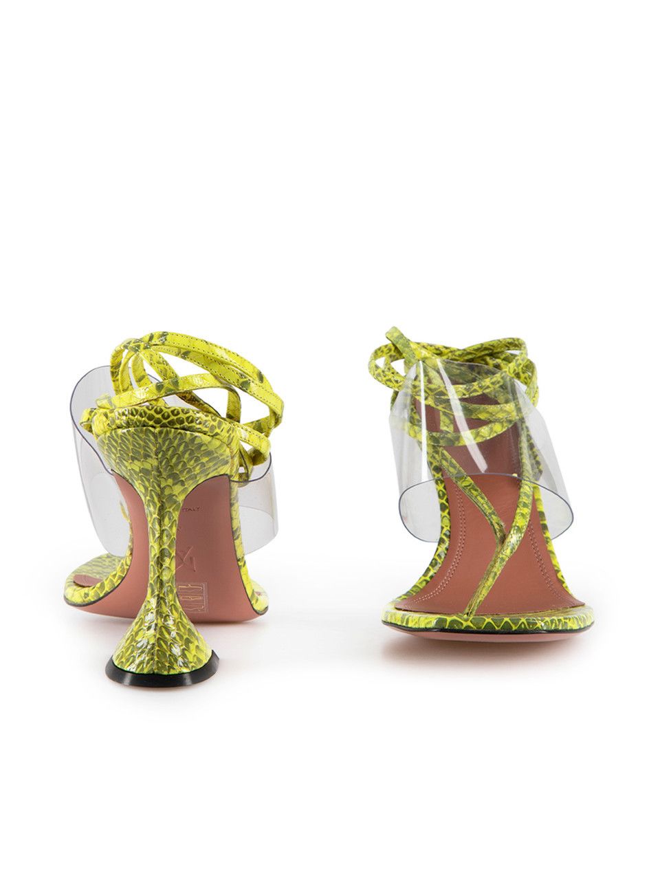 Amina Muaddi Yellow Zula 95 Leather Snake Sandals Size US 10 / IT 40 - 3 Thumbnail