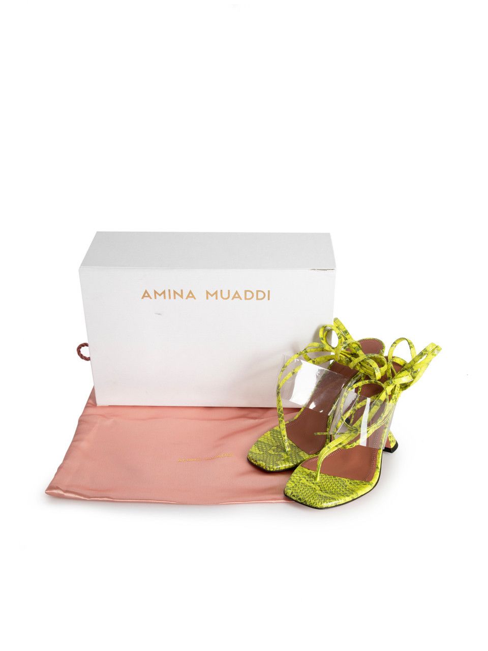 Amina Muaddi Yellow Zula 95 Leather Snake Sandals Size US 10 / IT 40 - 11 Thumbnail
