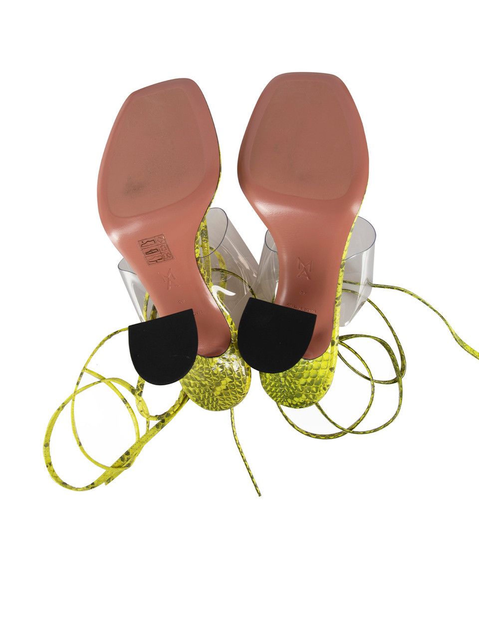 Amina Muaddi Yellow Zula 95 Leather Snake Sandals Size US 10 / IT 40 - 4 Thumbnail