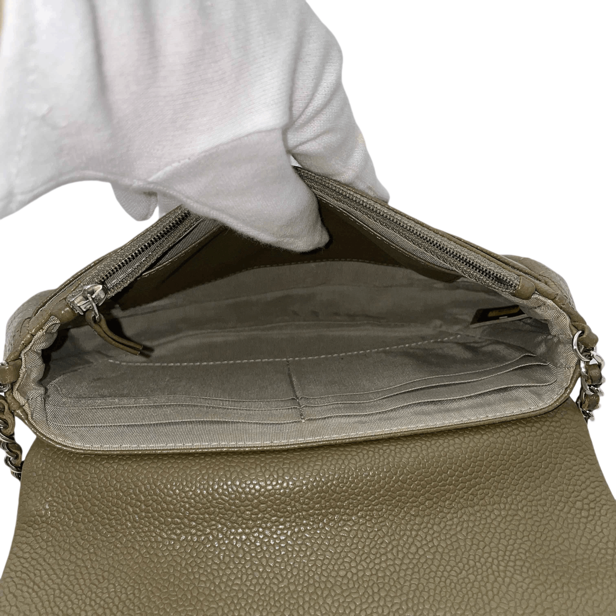 Chanel Chanel Coco Mark Caviar Skin Wallet On Chain Shoulder Bag Green Size ONE SIZE - 10 Thumbnail
