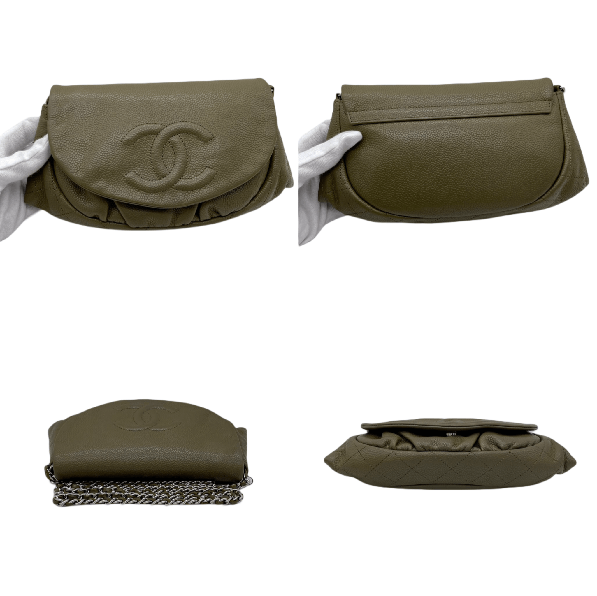 Chanel Chanel Coco Mark Caviar Skin Wallet On Chain Shoulder Bag Green Size ONE SIZE - 5 Thumbnail