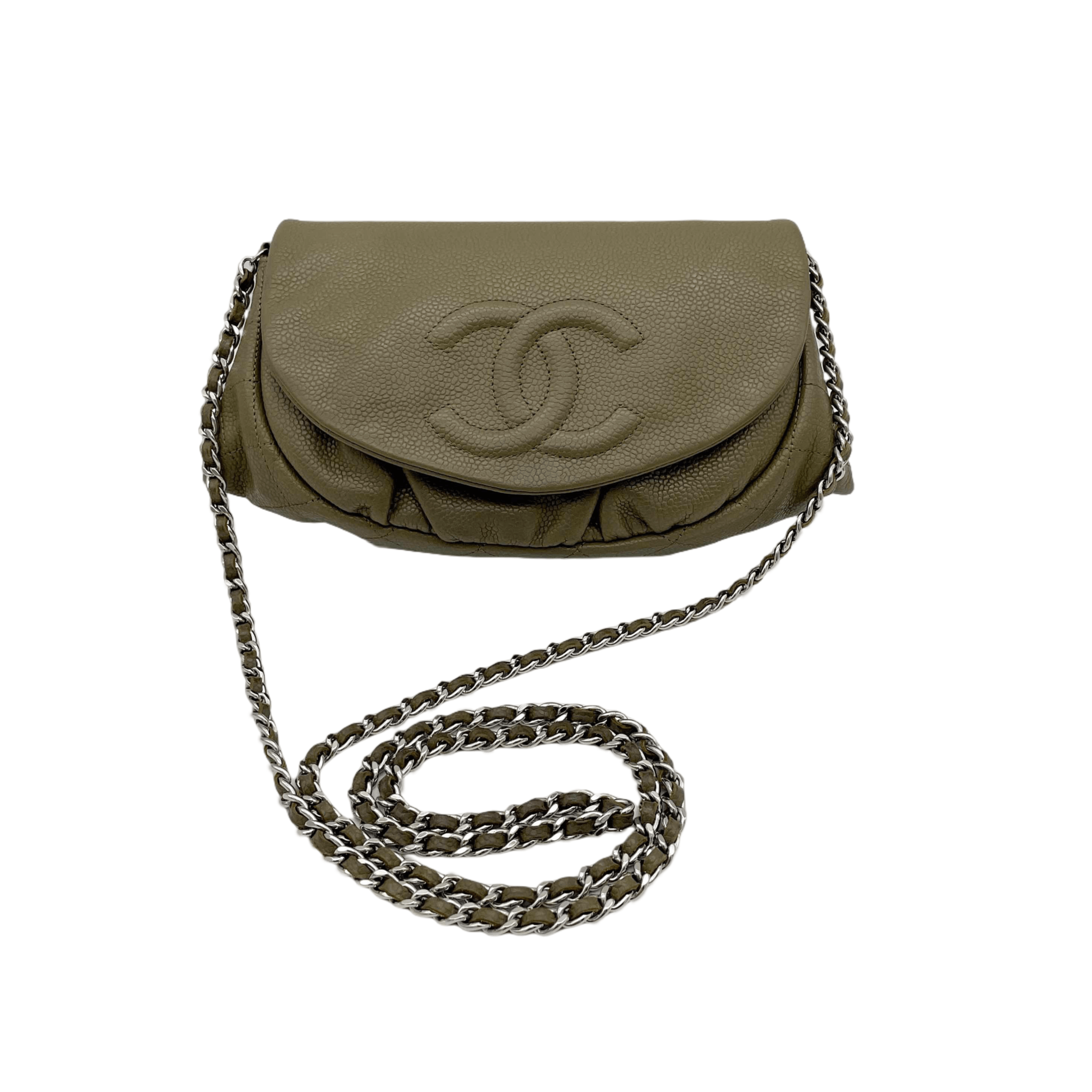Chanel Chanel Coco Mark Caviar Skin Wallet On Chain Shoulder Bag Green Size ONE SIZE - 4 Thumbnail