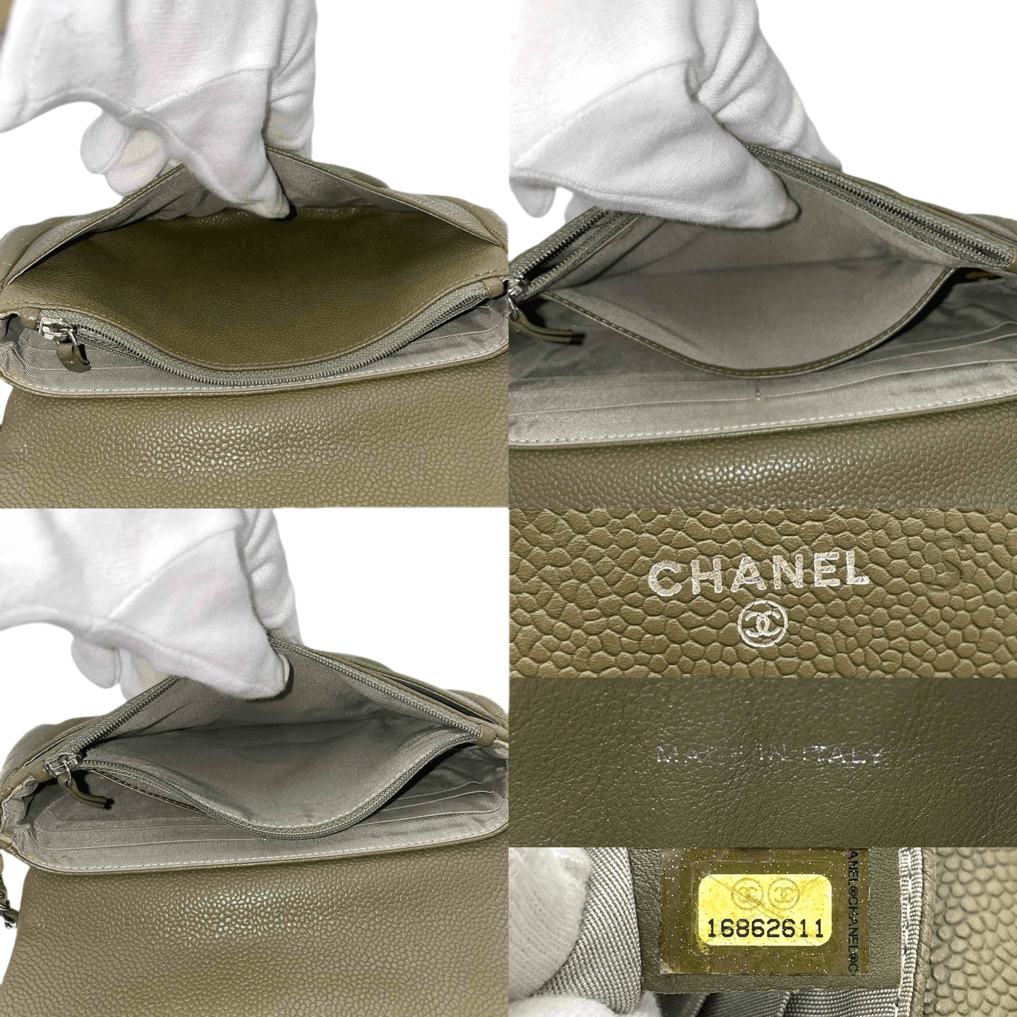 Chanel Chanel Coco Mark Caviar Skin Wallet On Chain Shoulder Bag Green Size ONE SIZE - 11 Thumbnail