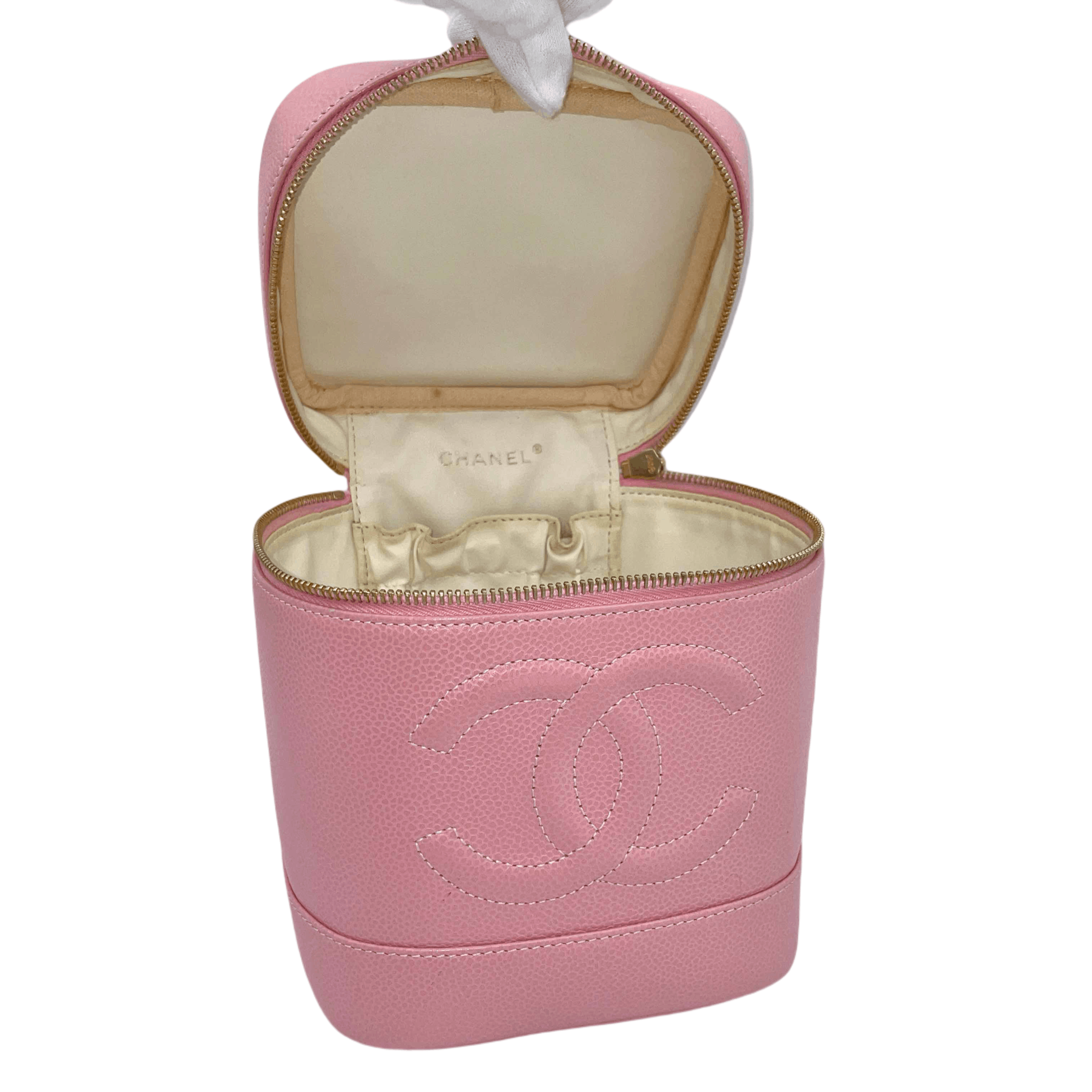 Chanel Chanel Coco Mark Caviar Skin Leather Vanity Bag Pink Size ONE SIZE - 10 Thumbnail
