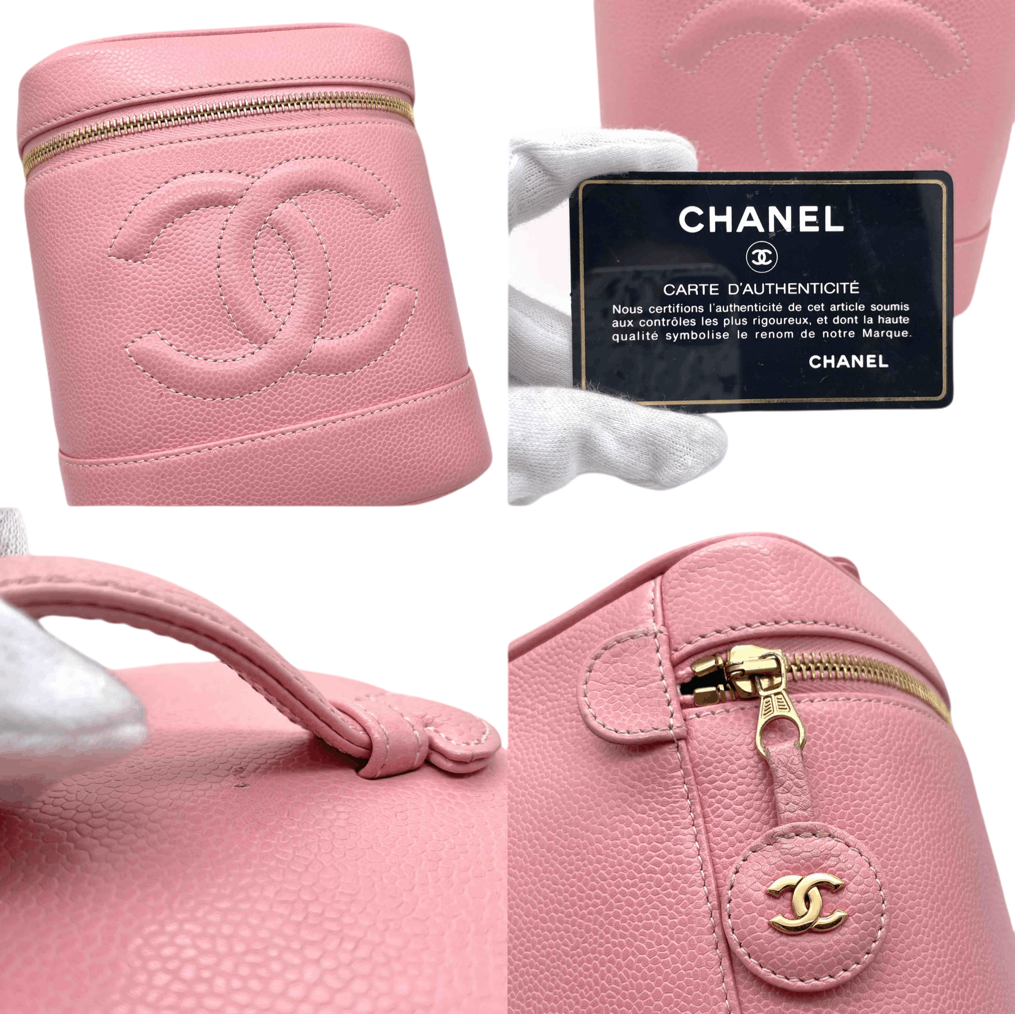 Chanel Chanel Coco Mark Caviar Skin Leather Vanity Bag Pink Size ONE SIZE - 9 Thumbnail