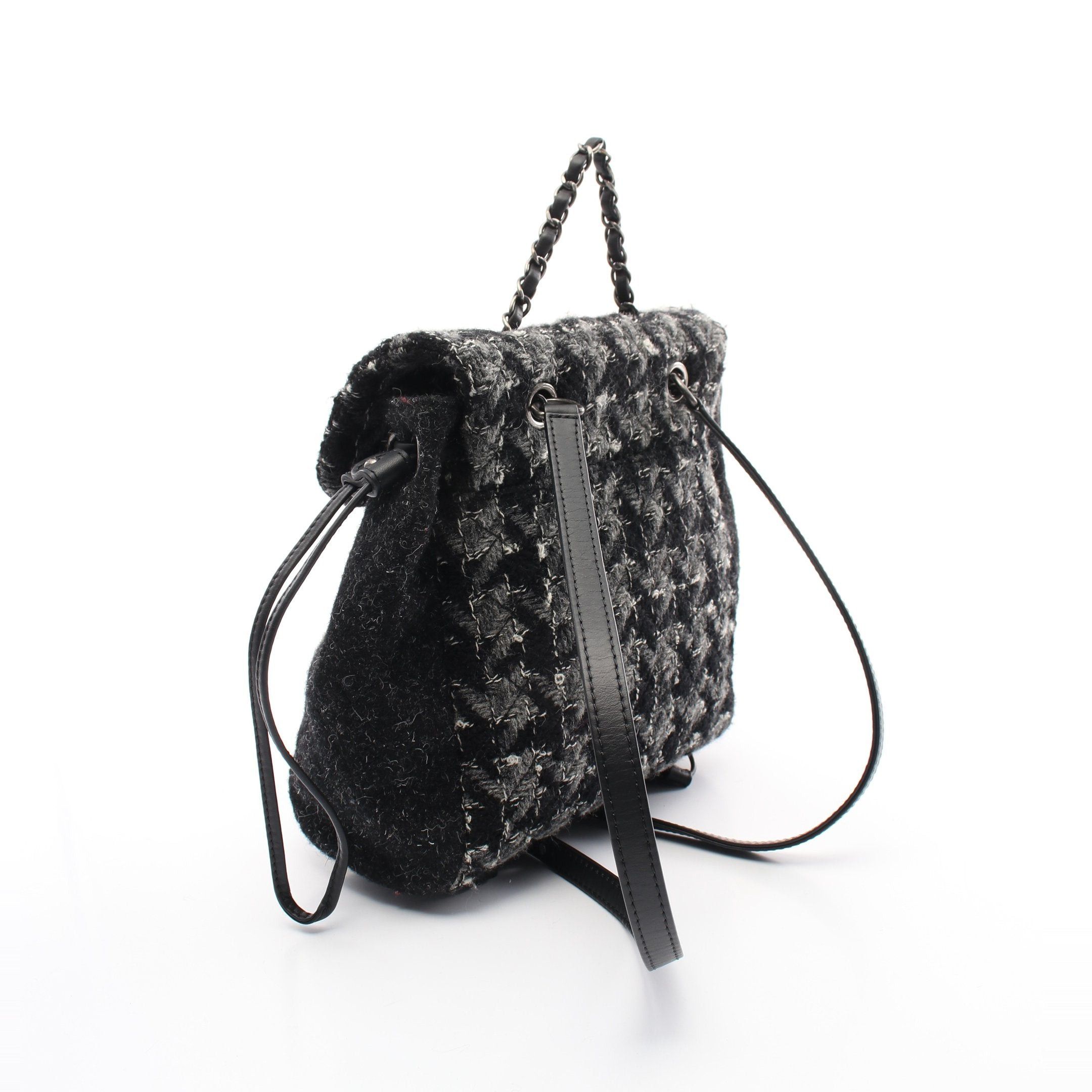 Chanel Chanel Coco Mark Chain Backpack Rucksack Tweed Black Gray White Silver Hardware Size ONE SIZE - 2 Thumbnail