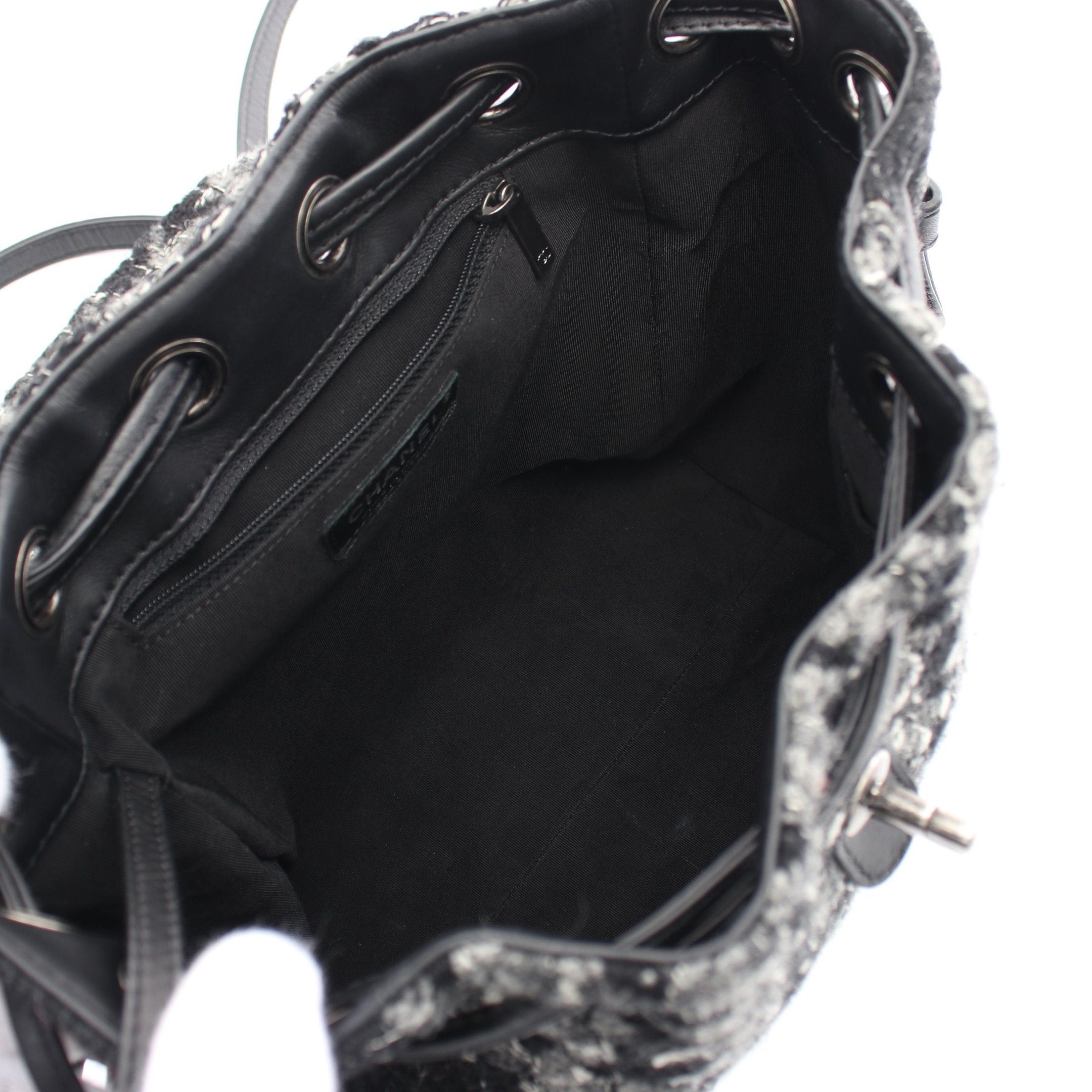 Chanel Chanel Coco Mark Chain Backpack Rucksack Tweed Black Gray White Silver Hardware Size ONE SIZE - 3 Thumbnail